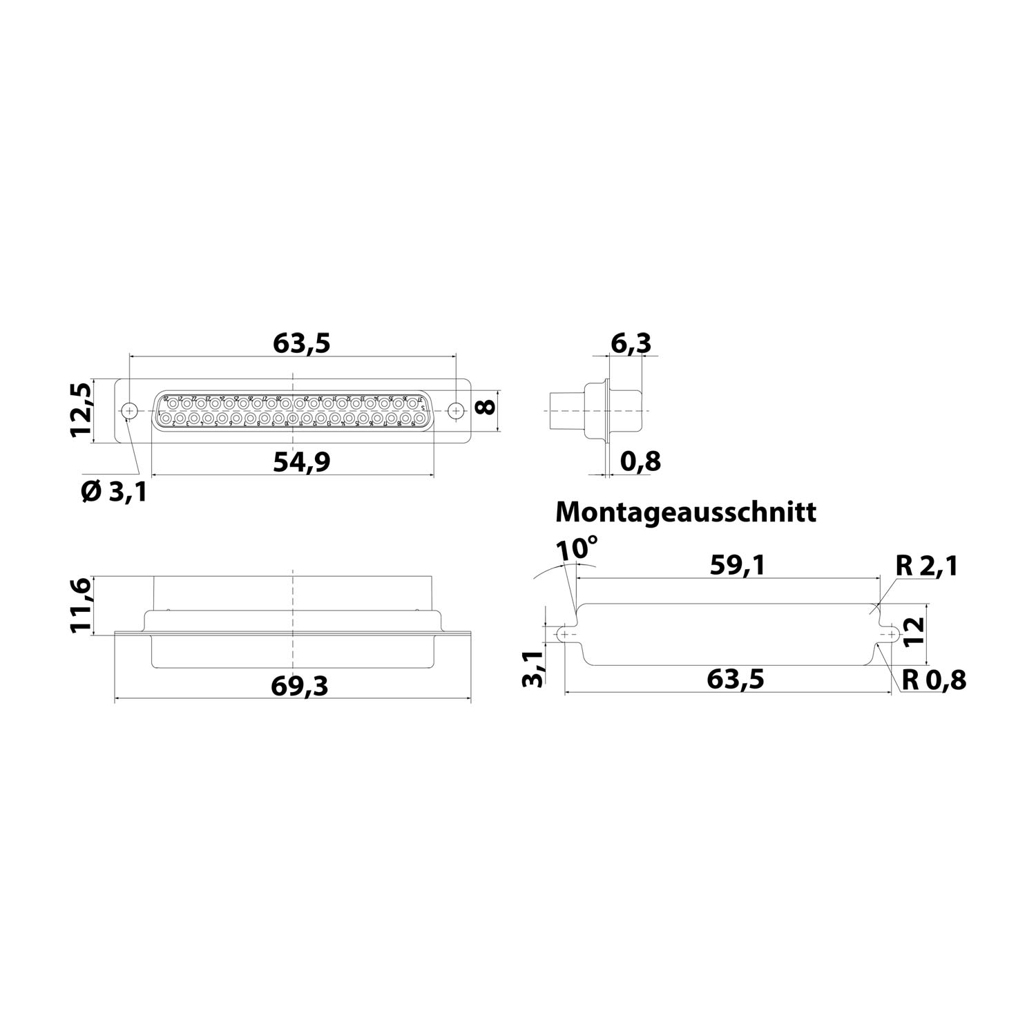 09670374701 Harting D-Sub Socket insert (F) suitable for D-Sub backshell size 37 37-pole Crimp connection