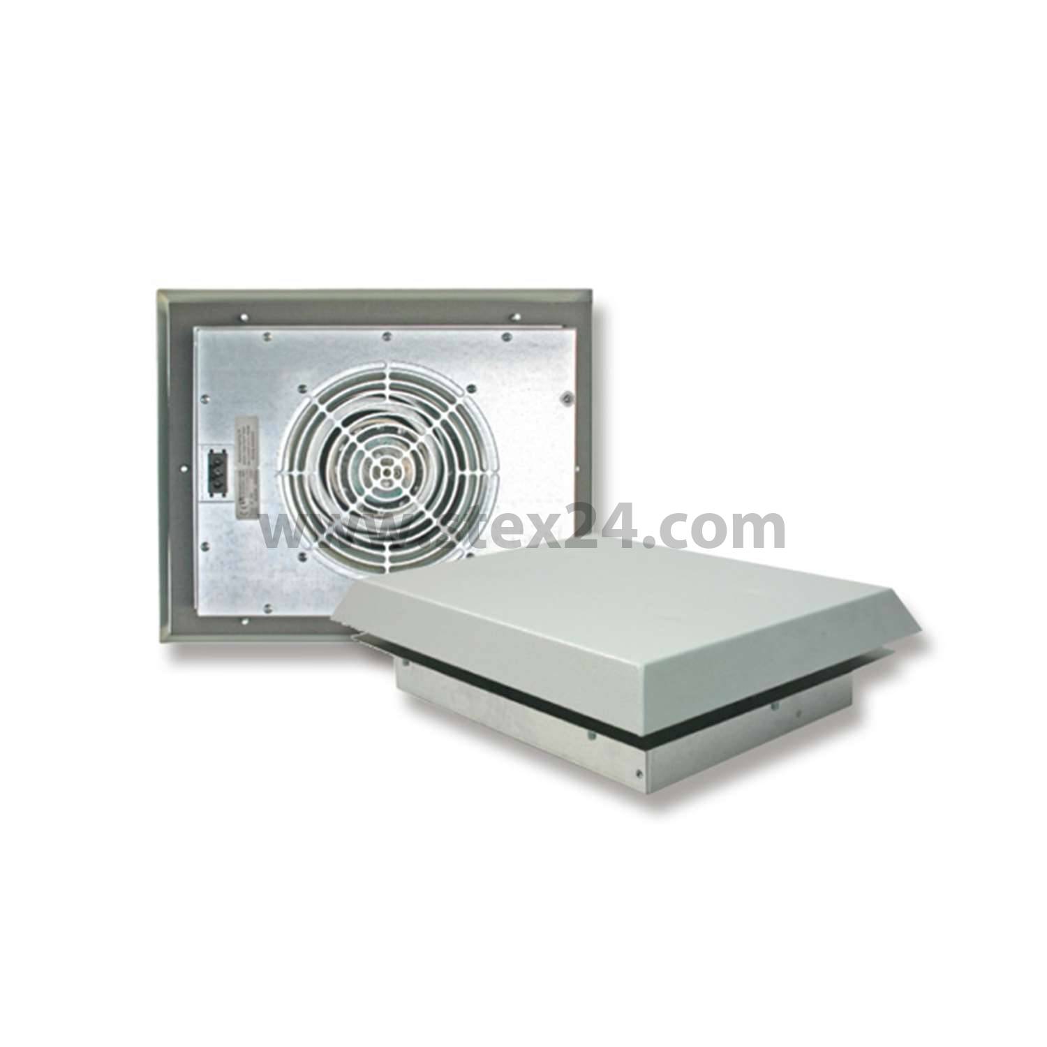 Dachlüfter DL, Serie: DL 400, Maße L/B/H 420,0mmx340,0mmx108,0mm Axiallüfter mit Dichtung 405 m³/h freiblasend, 1430/1700 U/min, 230V AC, 40 / 45W Schraubbefestigung