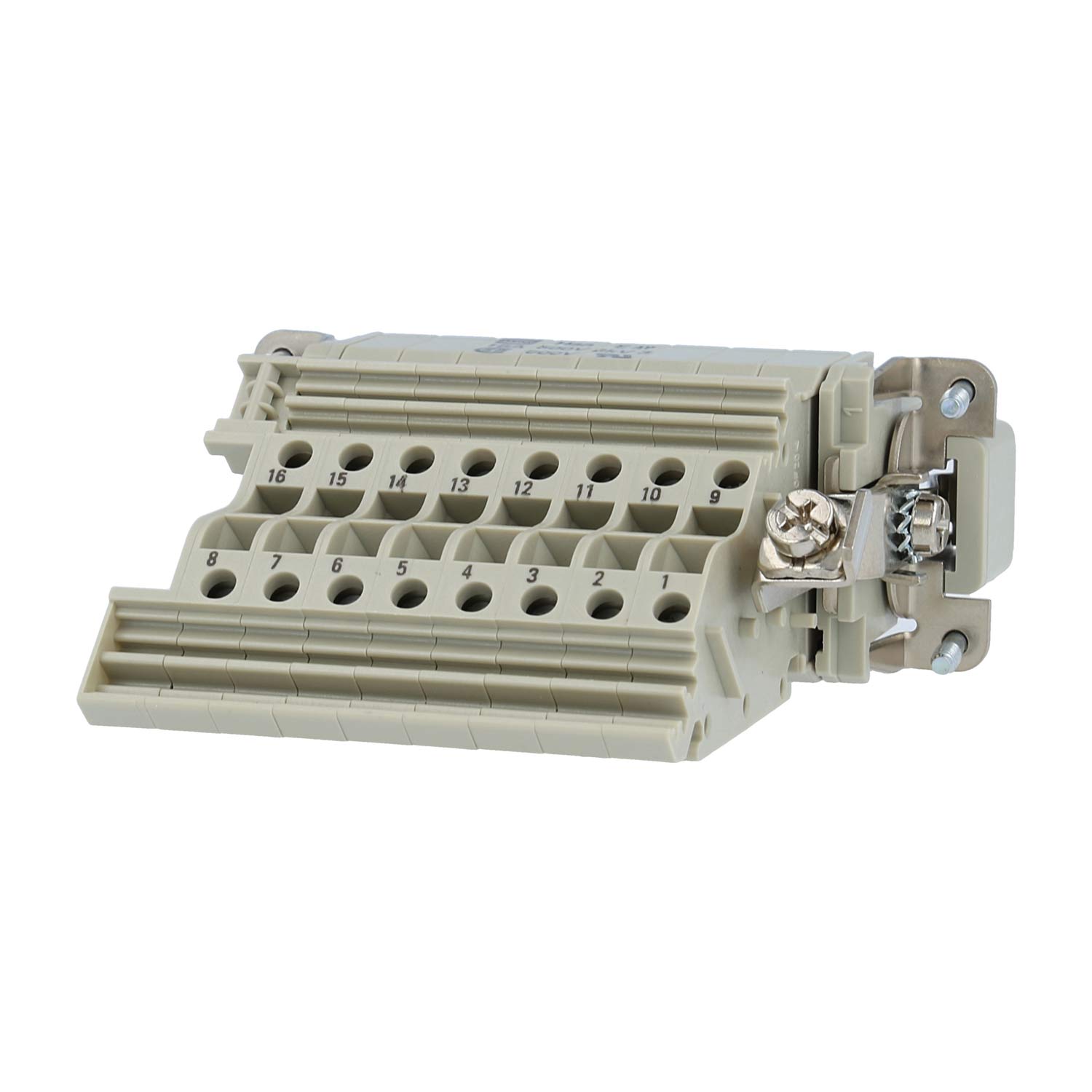 09330164625 Harting Répartiteur de raccordement Han 16E Insert mâle (M) « gauche » Connexion à vis, 16-à pôles+PE 500 V, 16A