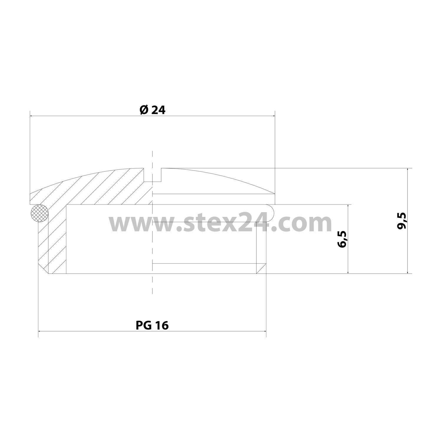10062379 WISKA Obturateurs PG16x1.41 rond avec fente et joint torique laiton (CuZn) nickelé Longueur de filetage 6,5 mm