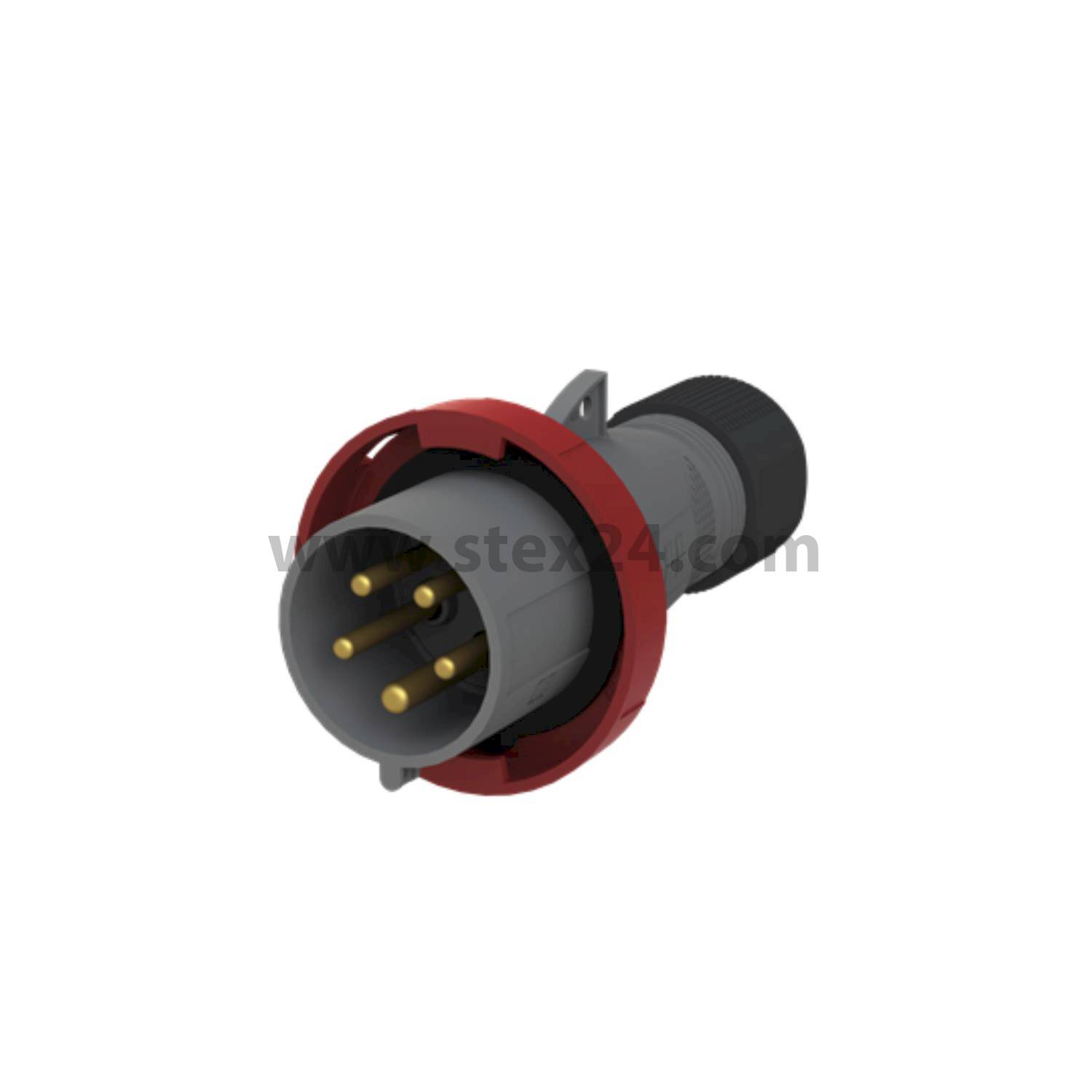 2CMA101112R1000 Amphenol 32 ampere CEE plug connector 5-pole (3P+N+PE) Pin, Coding 6h red 200/346V to 240/415V Frequency 50 and 60Hz