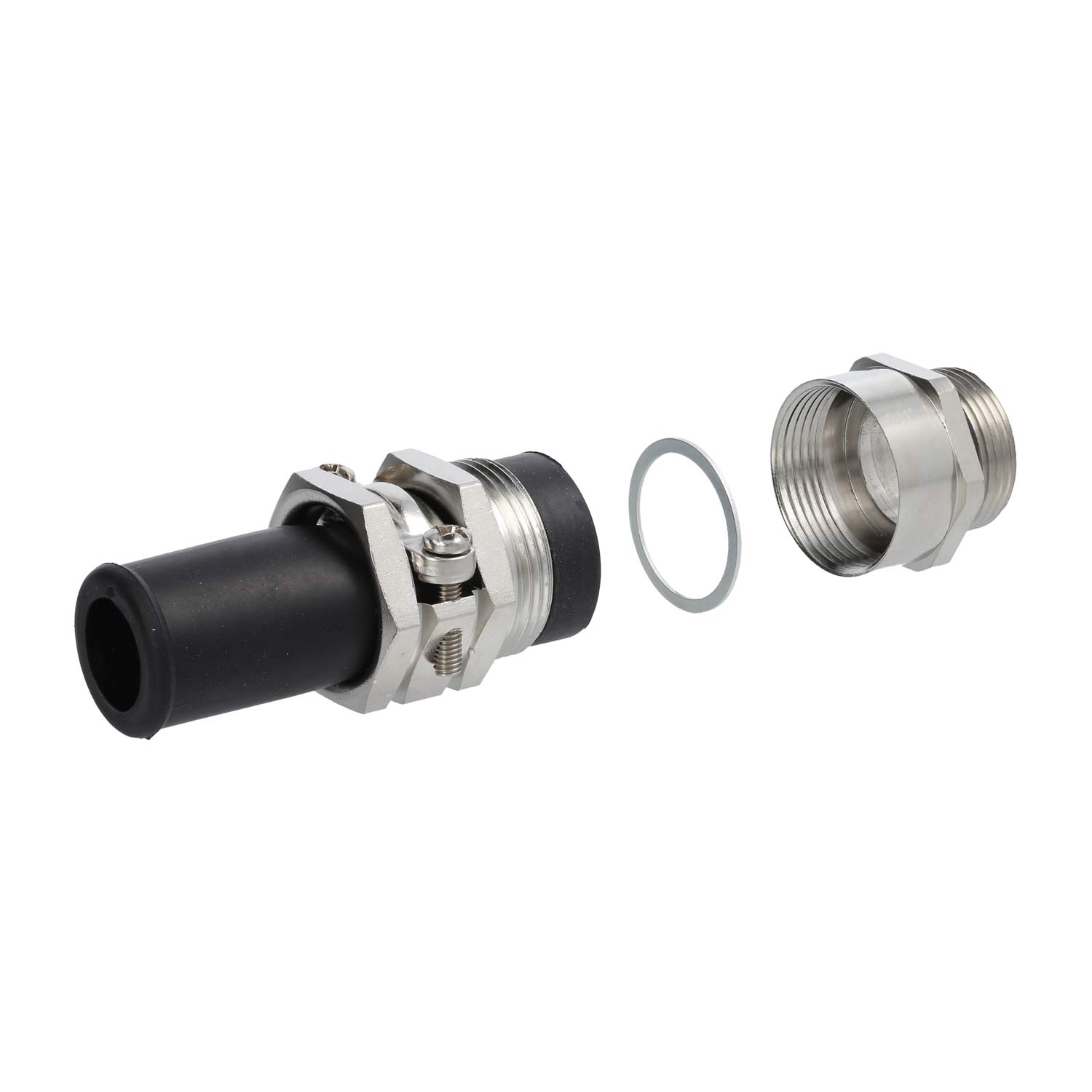 Screw connection with bending protection M25x1.5 ZBKM-25/2L Hexagonal spigot Brass (CuZn) nickel-plated Thread length 11.0 mm