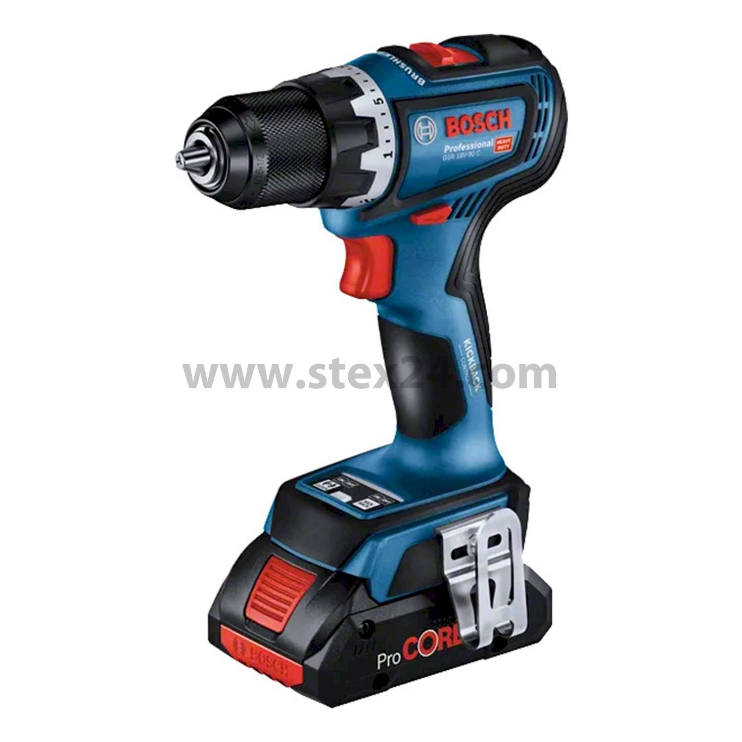 BOSCH Bosch battery drill driver, GSR 18V-90 C incl. without battery Battery voltage 18V Storage method System case