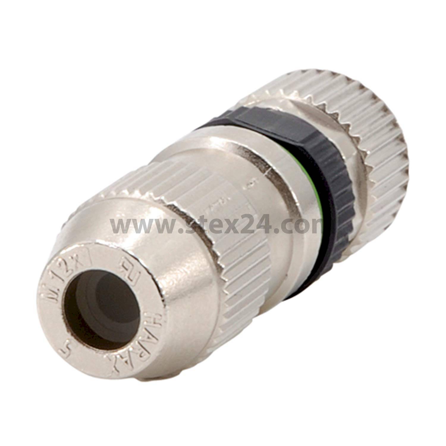 21031112405 Harting M12 Sensor connector straight Socket Insulation displacement connection (IDC contacts), Number of poles 4-pole Cable outlet straight, Clamping range 2.9 mm - 5.1 mm