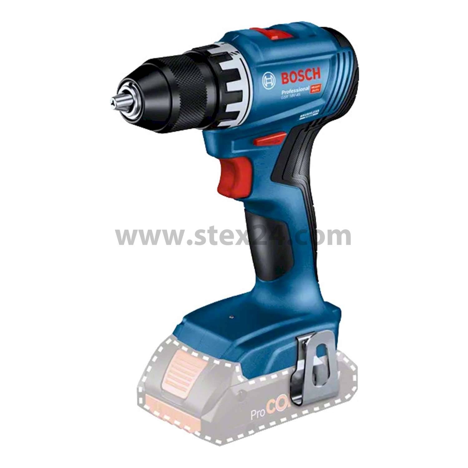 BOSCH Bosch battery drill driver, GSR 18V-45 incl. without battery Battery voltage 18V Storage method Cardboard box
