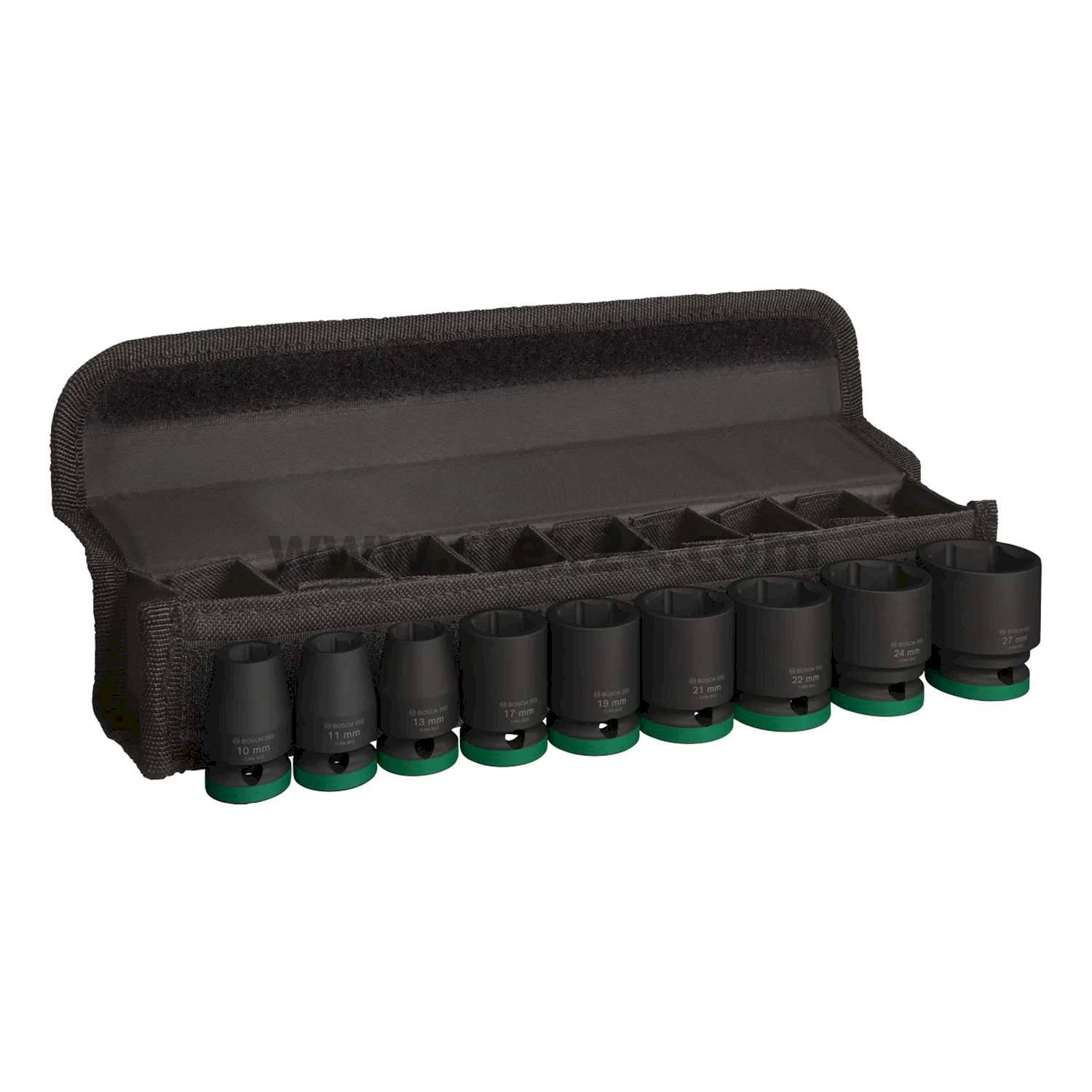 BOSCH Bosch socket spanner set SET 9 pieces Material Chrome-molybdenum steel (CrMo), Surface Phosphate coating Tool holder PRO Impact 1/2 inch square drive, Storage method Storage cassette