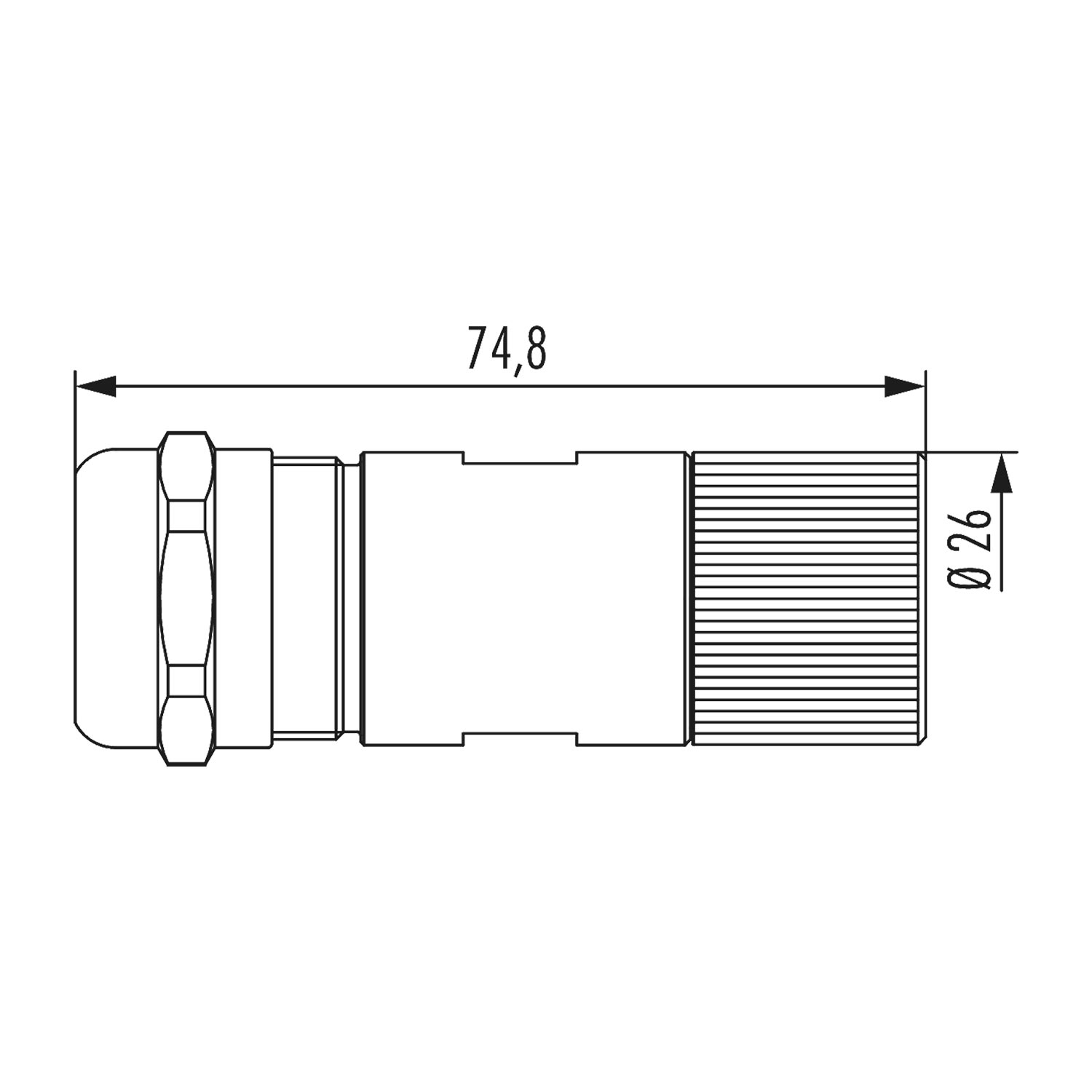 7554500000 Hummel M23 Puissance Connecteur pour câbles INOX droit Plage de serrage 7,0 mm - 12,0 mm Couleur argenté