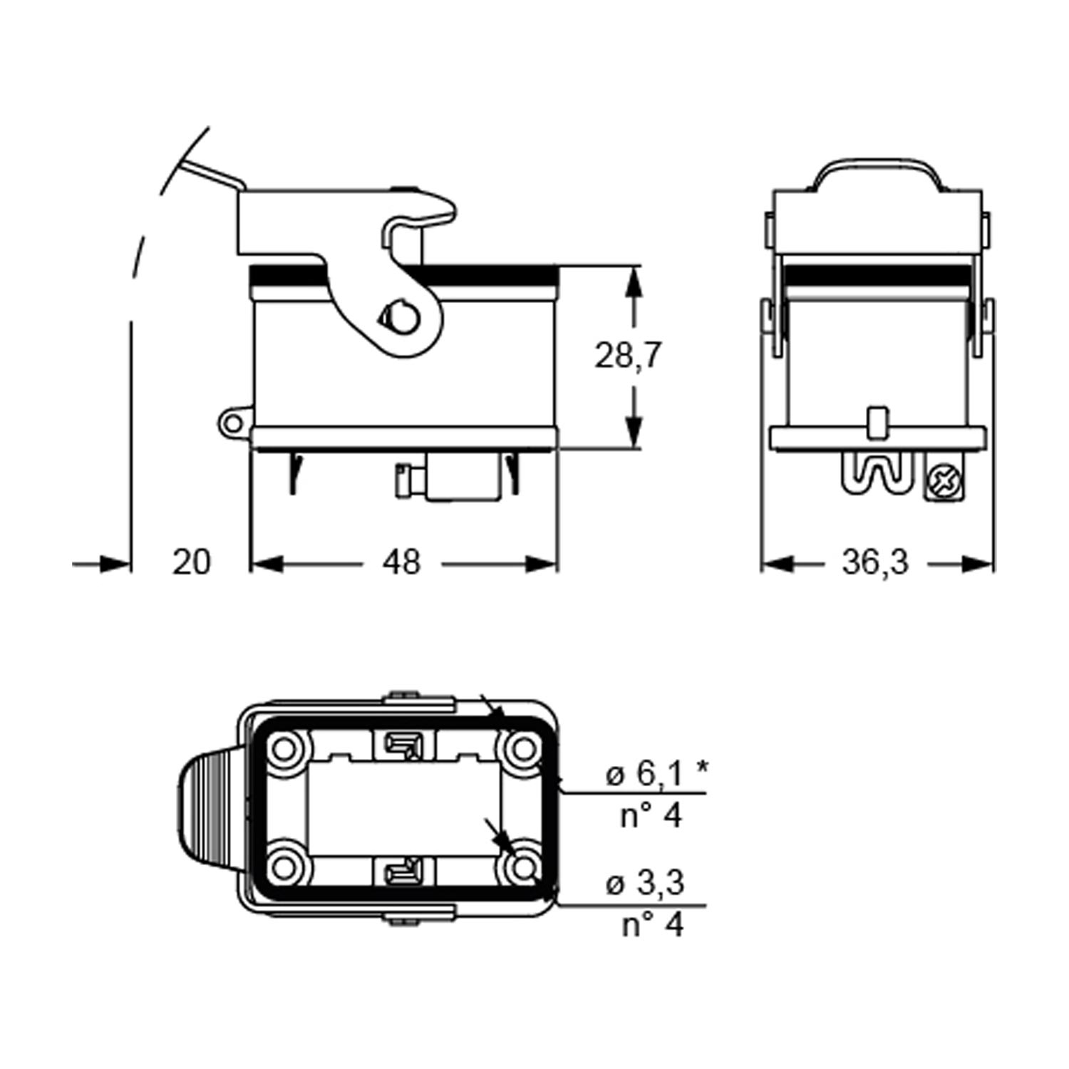 Surface-mounted housing, MIXO ONE, aluminium, 1 rigid bracket acier inoxydable