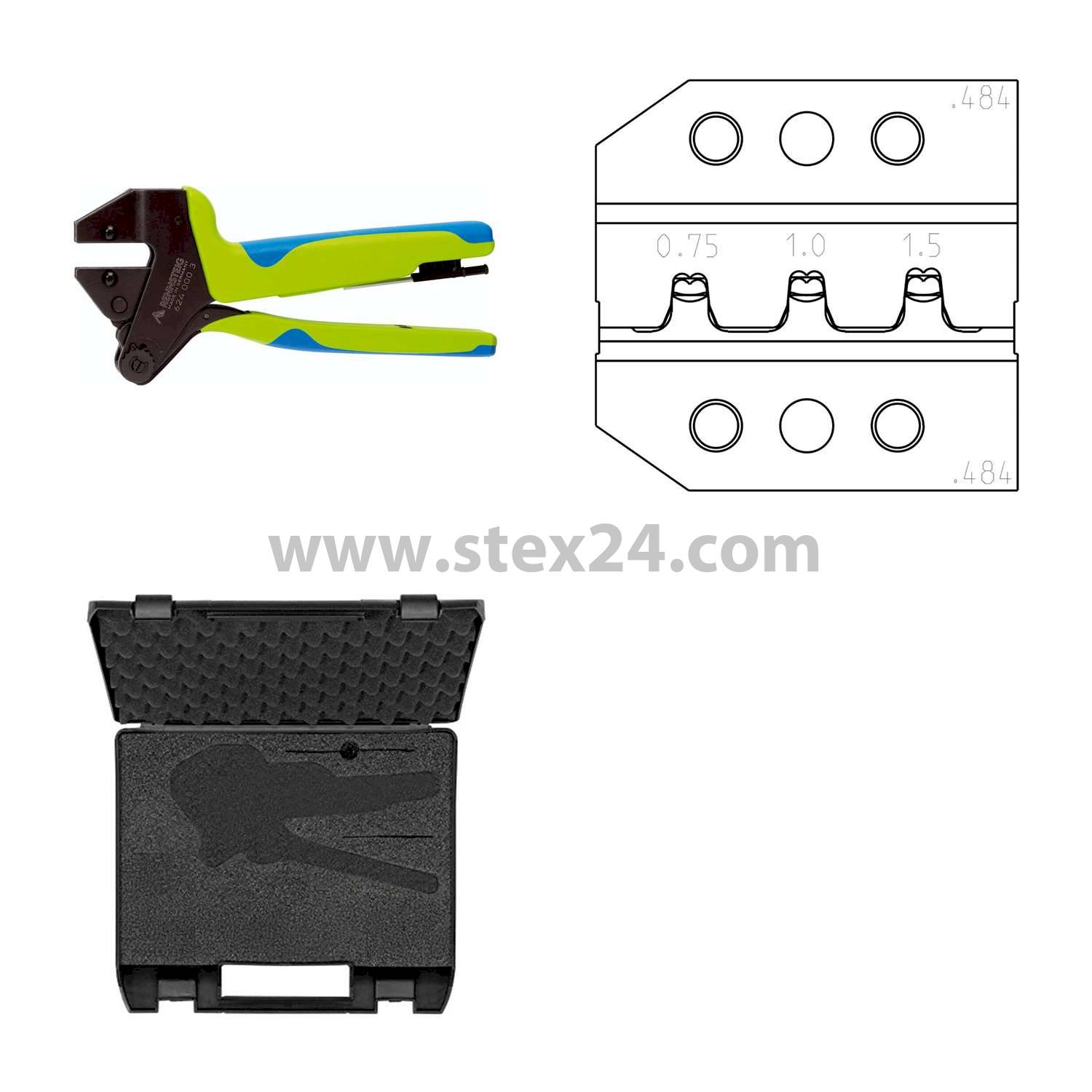Rennsteig Werkzeuge GmbH Crimpzange PEW12 im Kunststoffkoffer für ITT Cannon - Trident Signal Contact Querschnitt 0,75mm² - 0,75mm²/1mm²/1,5mm²