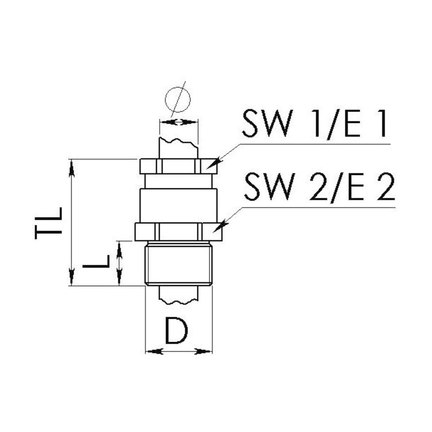 10060148 WISKA Screw connection PG36x1588 Hexagon and pressure screws Polyamide (PA) Thread length 13.0 mm