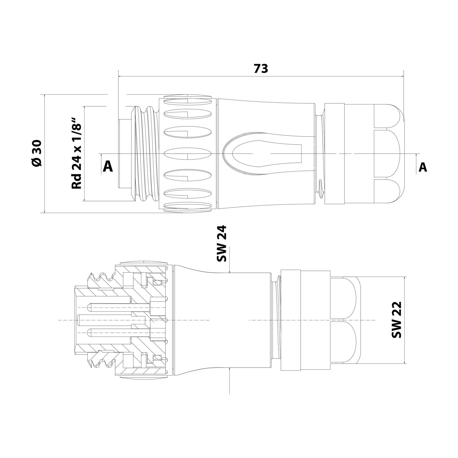 C01620H00310012 Amphenol RD24-KSG Kabelsteckverbinder gerade Stift 