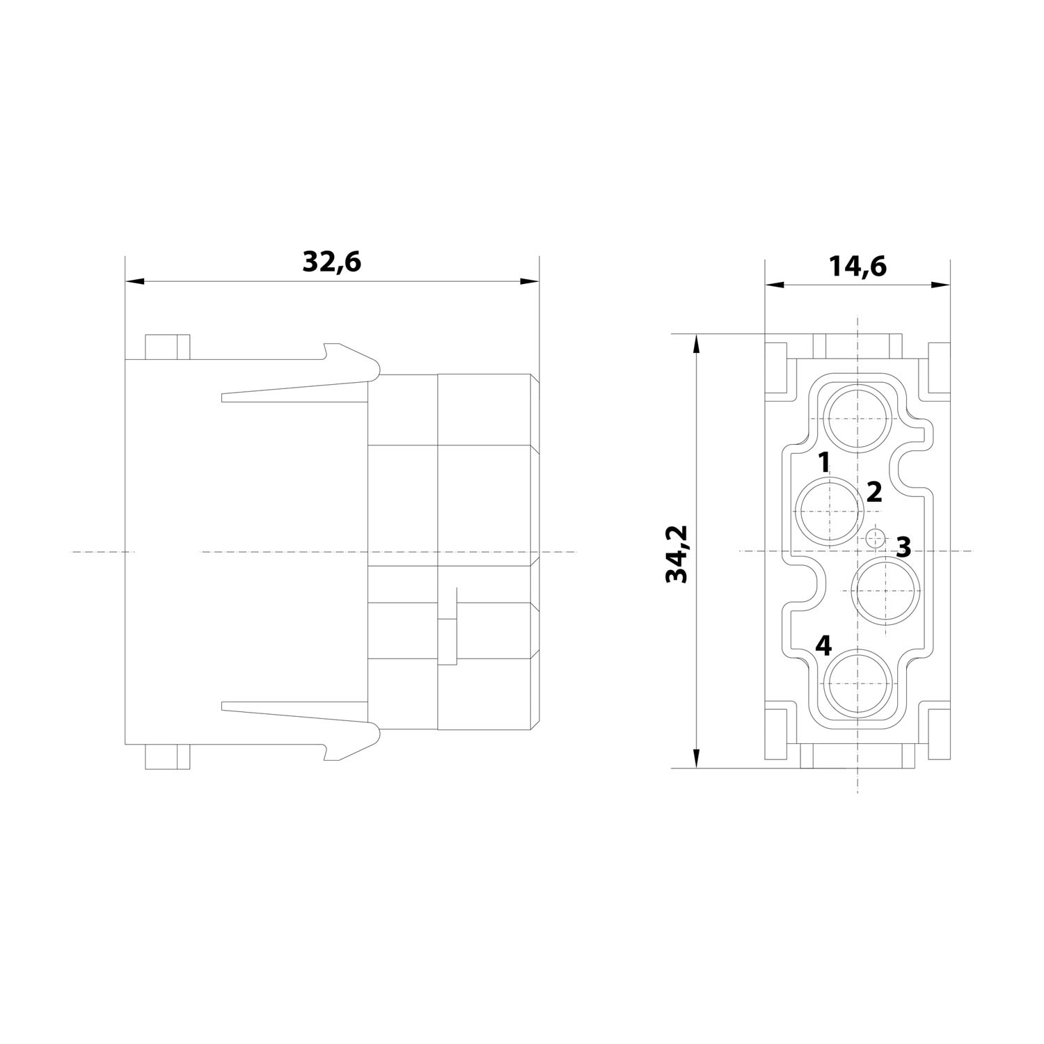 09140044513 Harting Han Multikontaktmodul Buchseneinsatz (F) Löt- / Crimpanschluss, 4-polig 50V, 1,5A
