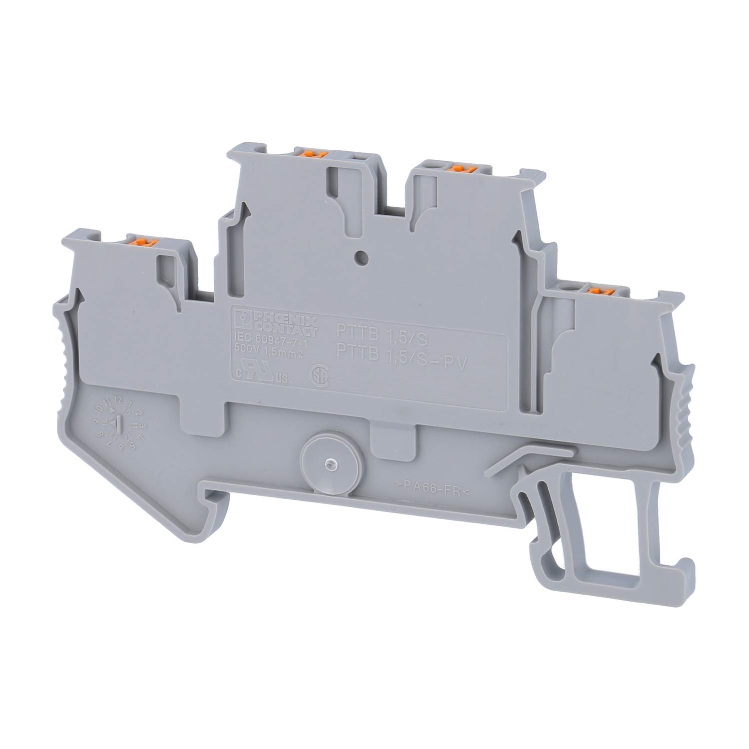 Double-deck terminal block, cross-section: 0.14 mm² - 1.5 mm², AWG: 26 - 14, connection type: push-in connection, width: 3.5 mm, colour: grey, mounting type: NS 35/7.5, NS 35/15