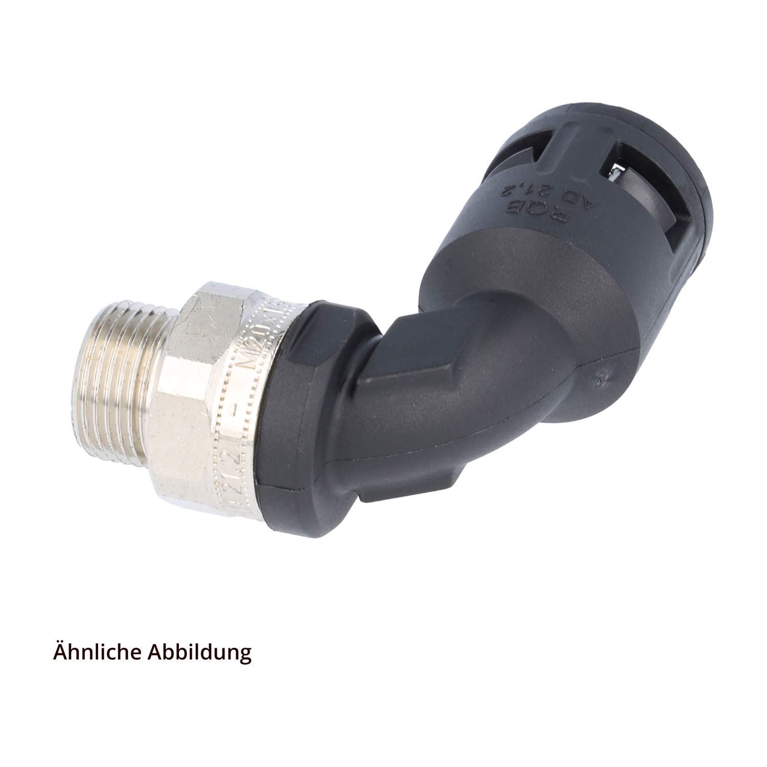 15121021220 Flexa RQBK90DR-M Quick release fitting 90 degree bend Thread M20x1.5 for Tube outer diameter 21.2 mm high density with rotatable brass male thread