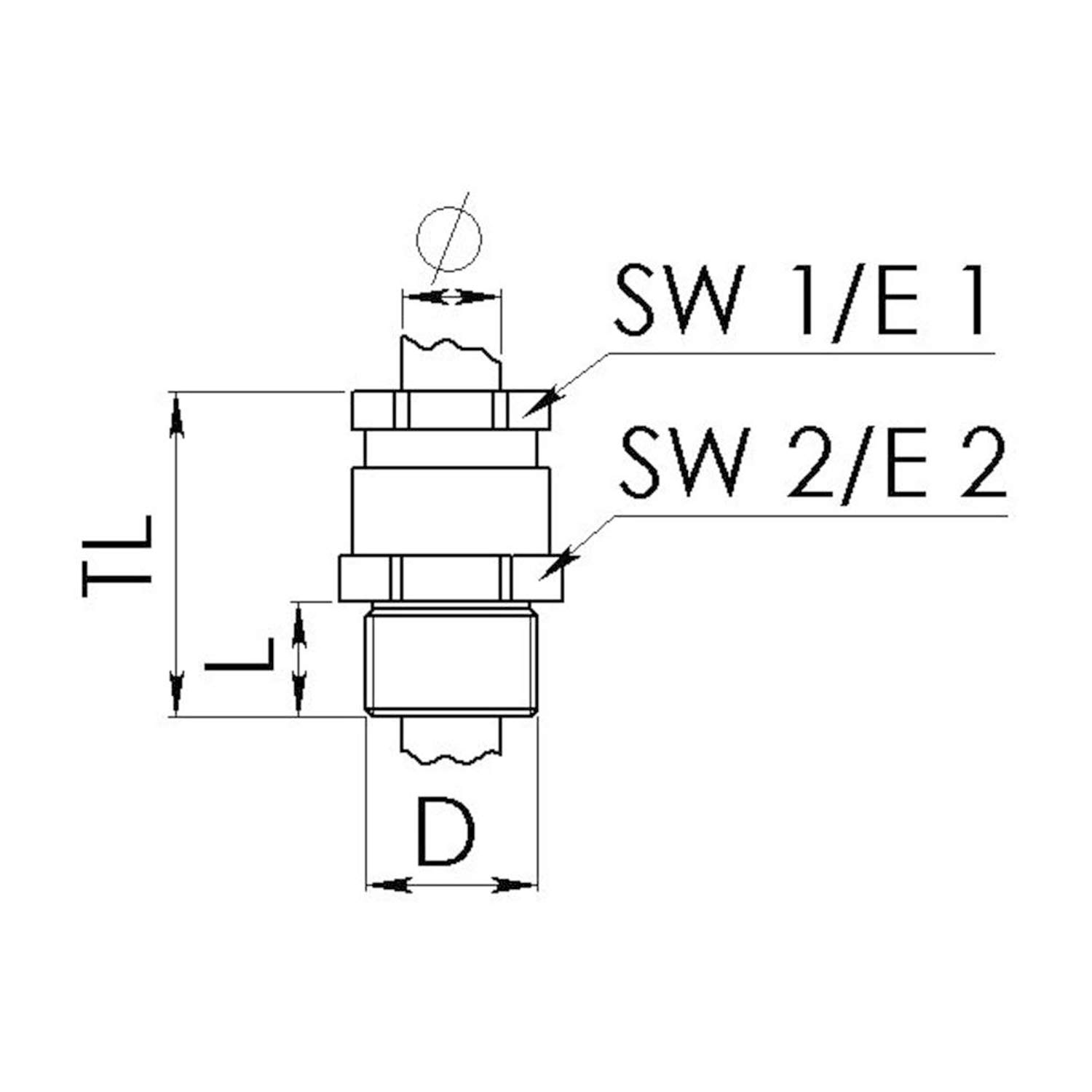 50107570 WISKA ATEX screw fitting with pressure screw M20x1.5 incl. locknut Brass (CuZn) nickel-plated II 2G (1.2) II 2D (21.22)