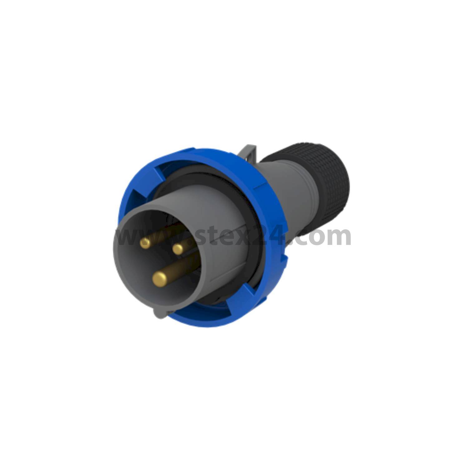 2CMA101072R1000 Amphenol 16 Ampere CEE Steckverbinder 3-polig (2P+PE) Stift, Kodierung 6h blau 200/250V Frequenz 50 und 60Hz