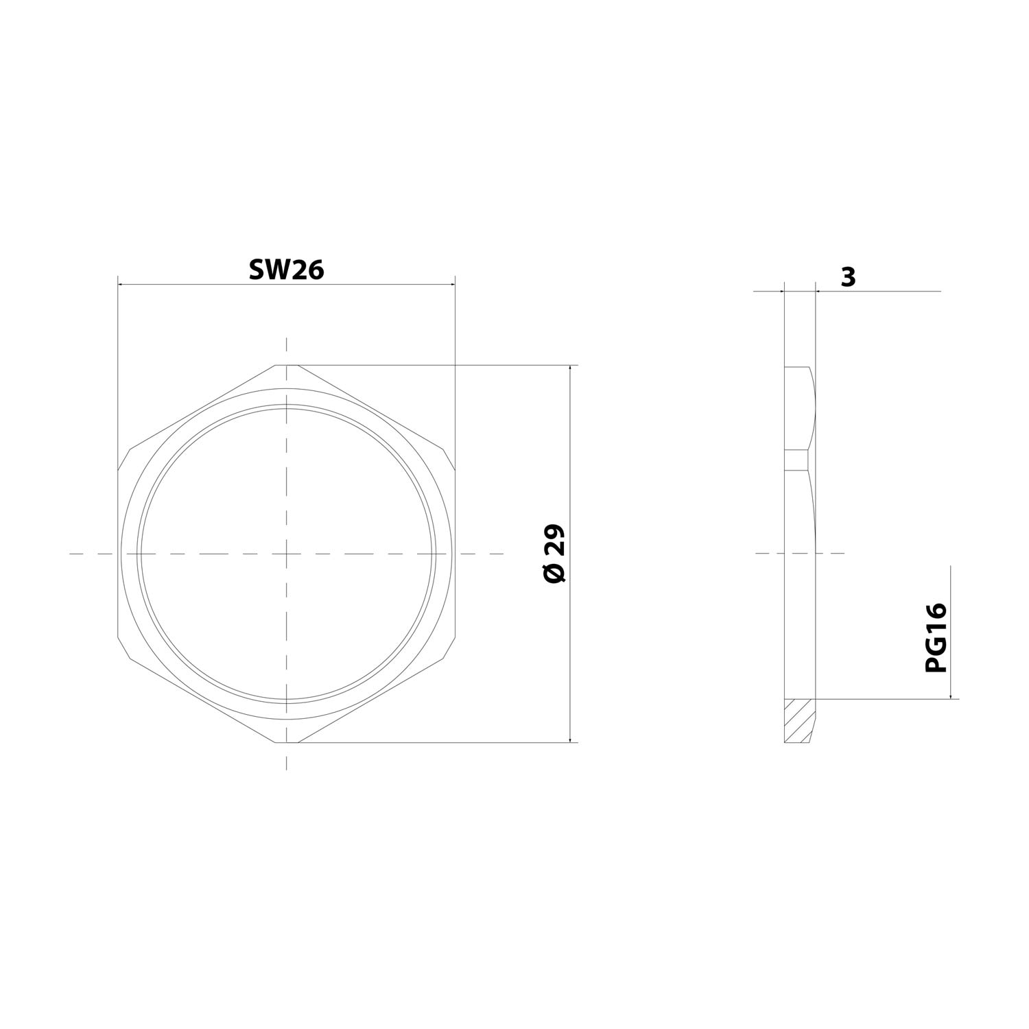 10062145 WISKA Locknut PG16x1.41 GMS-16 Hexagon Brass (CuZn) nickel-plated Colour silver