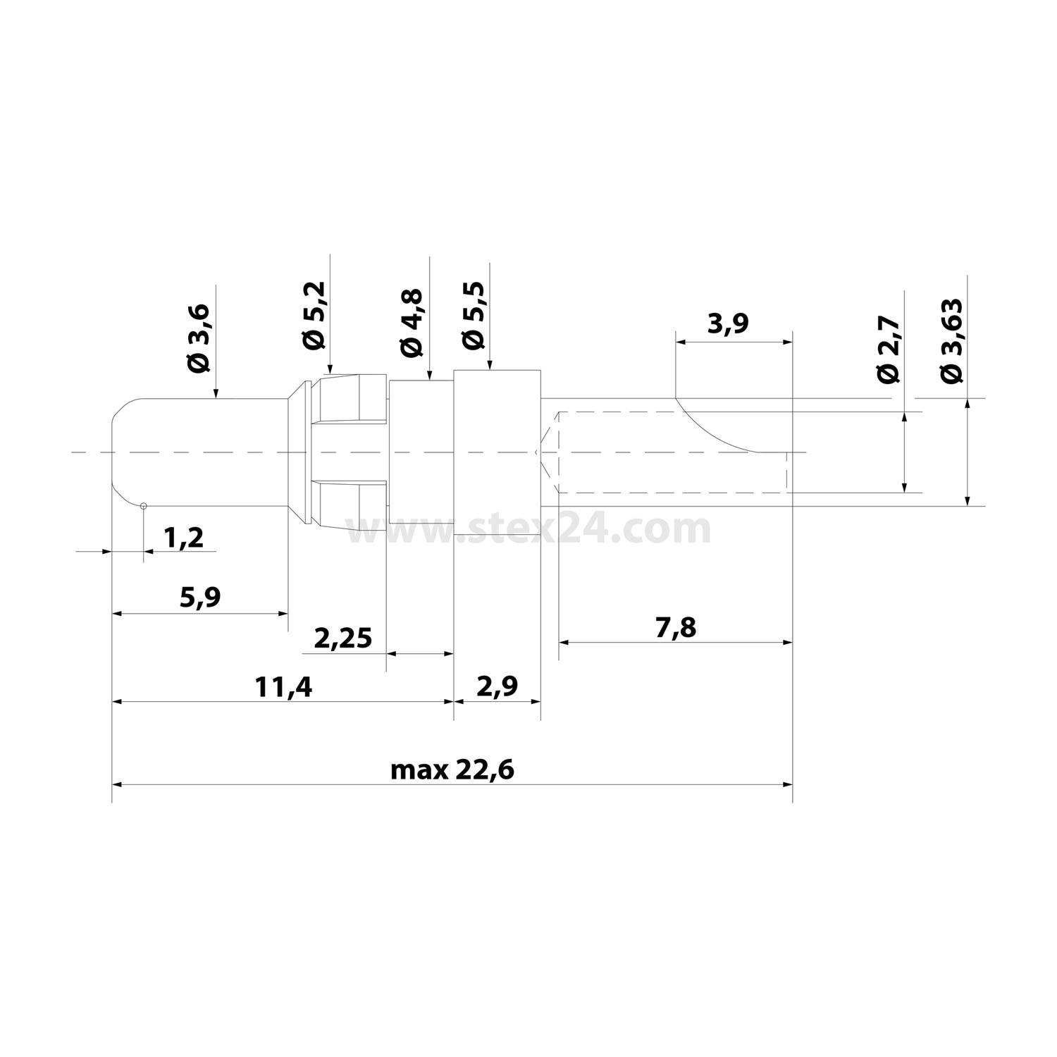 D-Sub high current contact knife solder-in version 20A