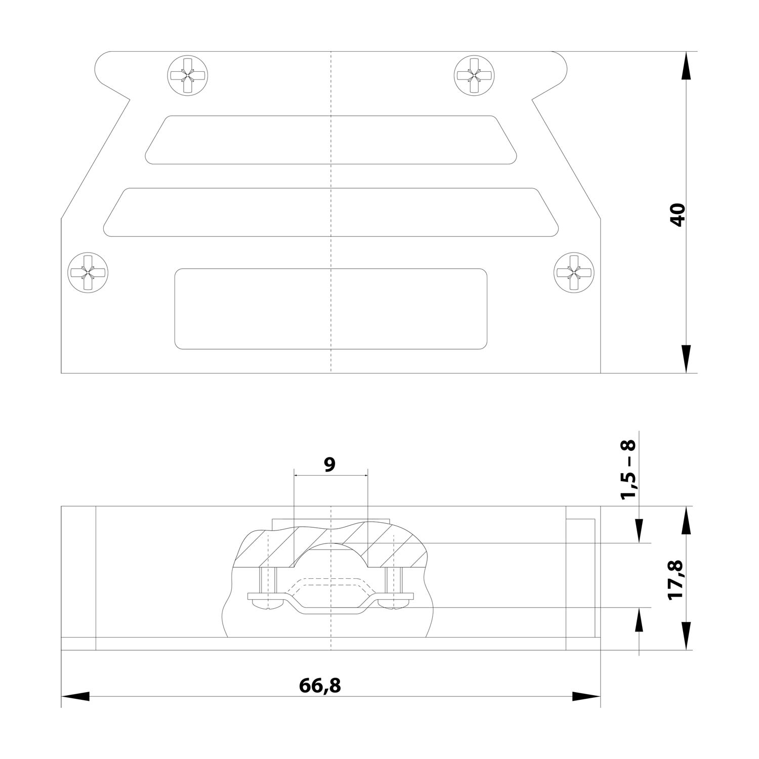 09670500453 Harting D-Sub Metallised plastic housing suitable for D-Sub insert 50-pin straight and lateral