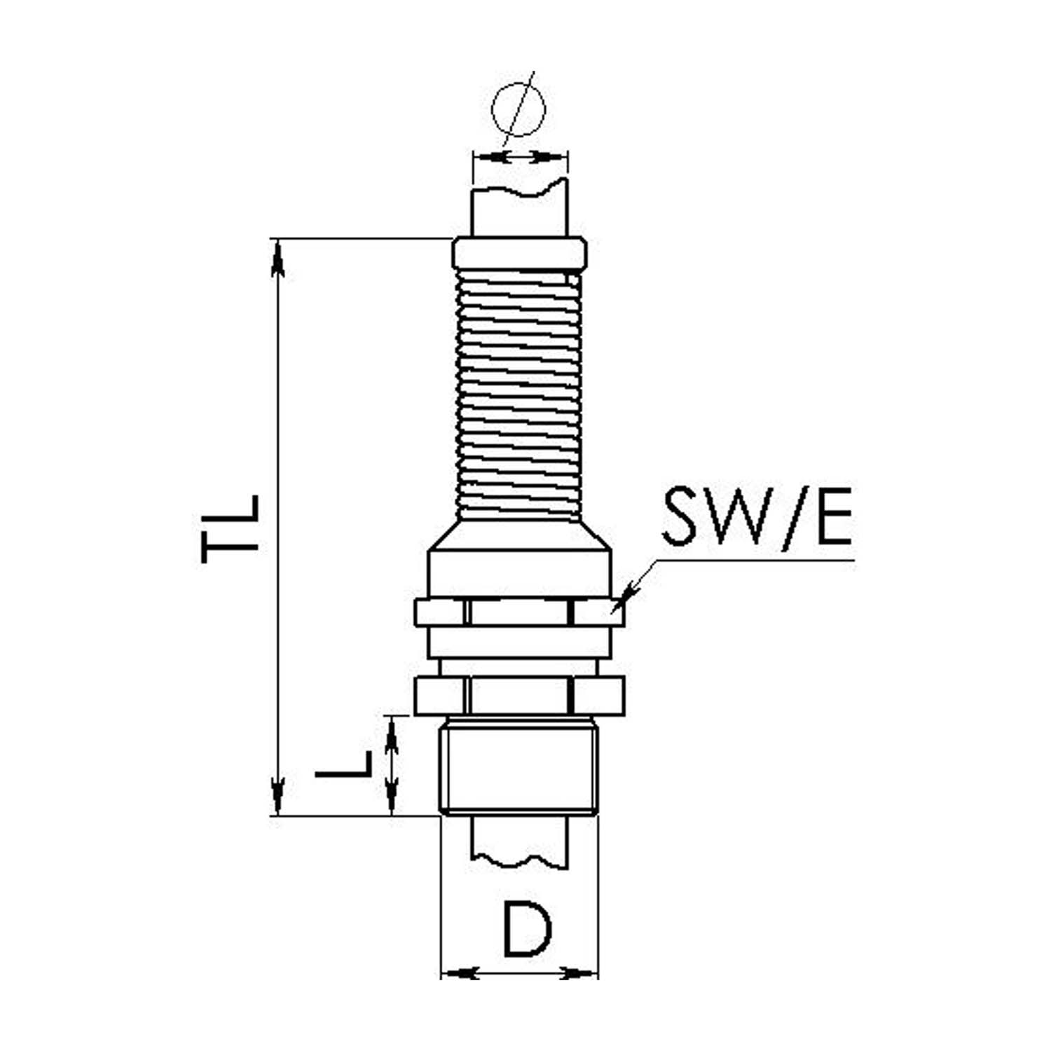 10065832 WISKA Presse-étoupe avec protection contre la flexion M M20x1.5 avec joint torique laiton (CuZn) nickelé Longueur de filetage 6,0 mm