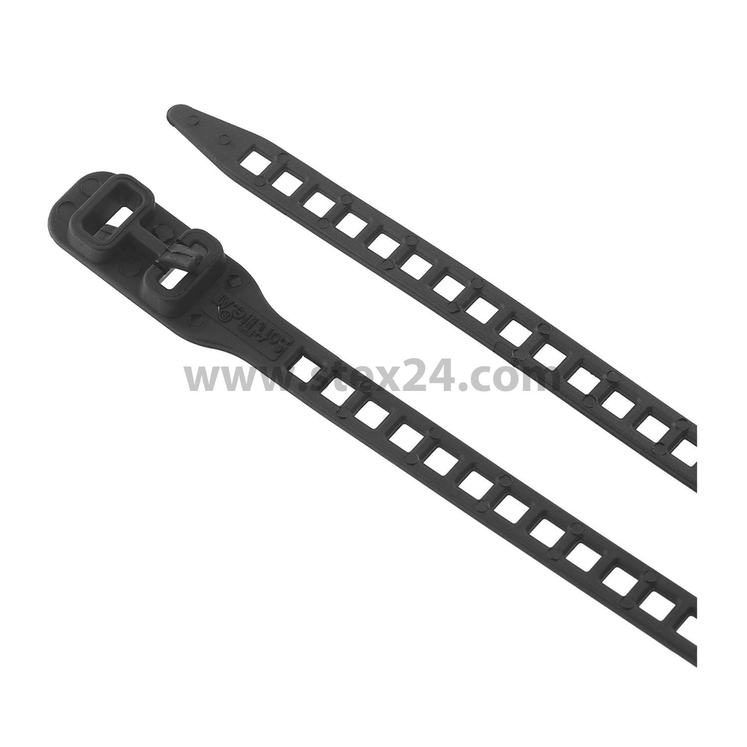 Serre-câbles Soft, très flexible réutilisable réutilisable, UE 1 pièce Dimensions L/l/H 180,0mm x 7,0 mm, Couleur noir