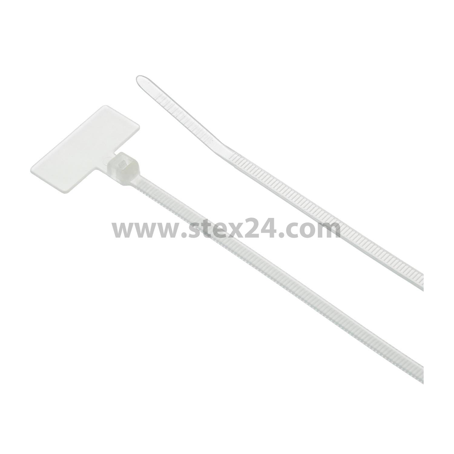 Lien de marquage avec champ d’inscription au-dessus de la tête du collier de serrage UE 100 pièce Dimensions L/l/H 110,0 mm x 2,5mm, Couleur naturel