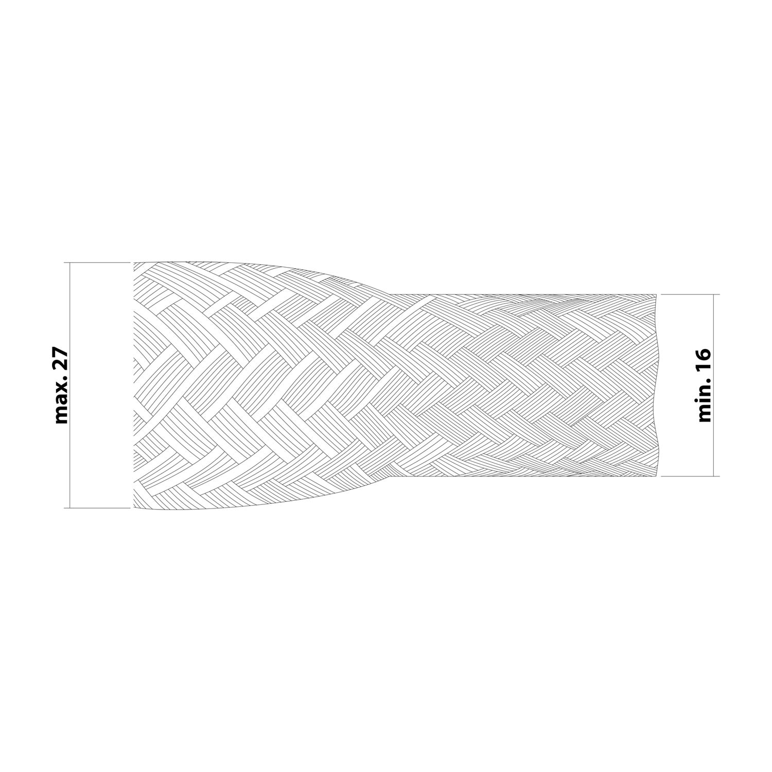 66160200001 Flexa Minibox HG-CU Gaine tressée creuse fil de cuivre étamé Domaine d’utilisation 16,0 mm - 27,0 mm Plage de température -75 °C jusqu’à 250 °C