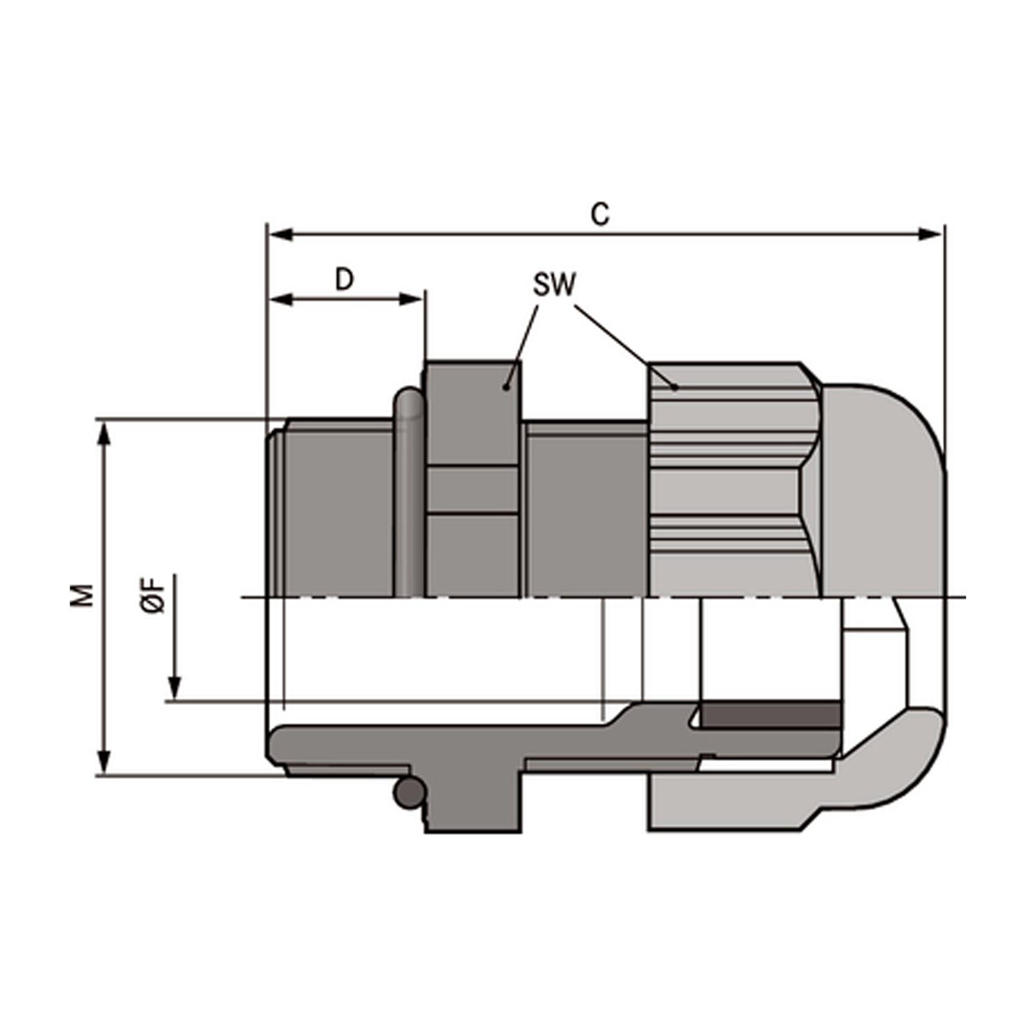 53111422 LAPP-SKINTOP Screw connection halogen-free M20x1.5 Polyamide (PA) Thread length 9.0 mm