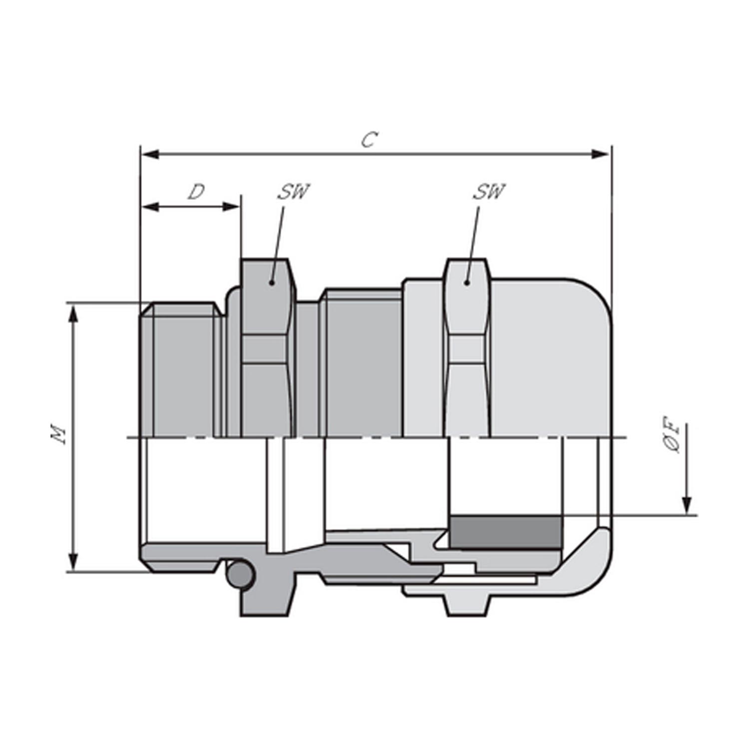 53112020LF LAPP-SKINTOP Presse-étoupe sans plomb M20x1.5 laiton (CuZn) nickelé Longueur de filetage 8,5 mm