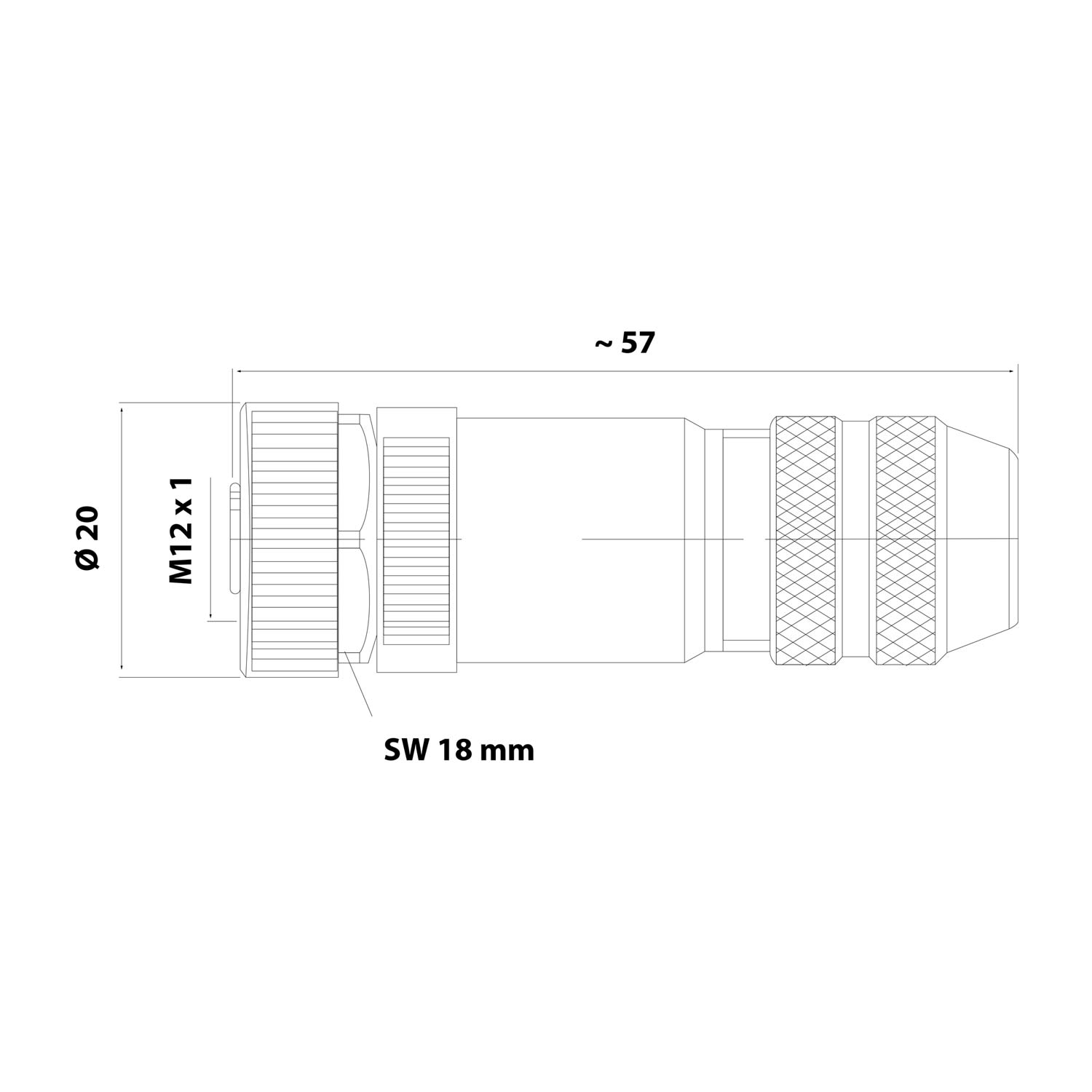 M12 Sensor connector straight Socket Screw connection, Number of poles 4-pole Cable outlet straight, Clamping range 4.0 mm - 6.0 mm