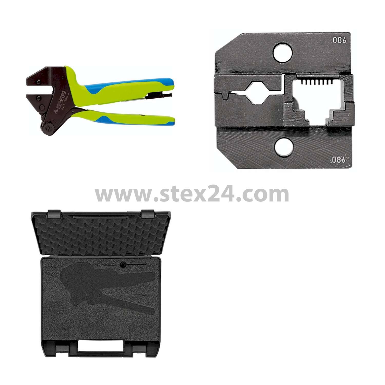 Rennsteig Werkzeuge GmbH Crimping pliers PEW12 in plastic case for Stewart connector, shielded incl. crimp insert data connectors