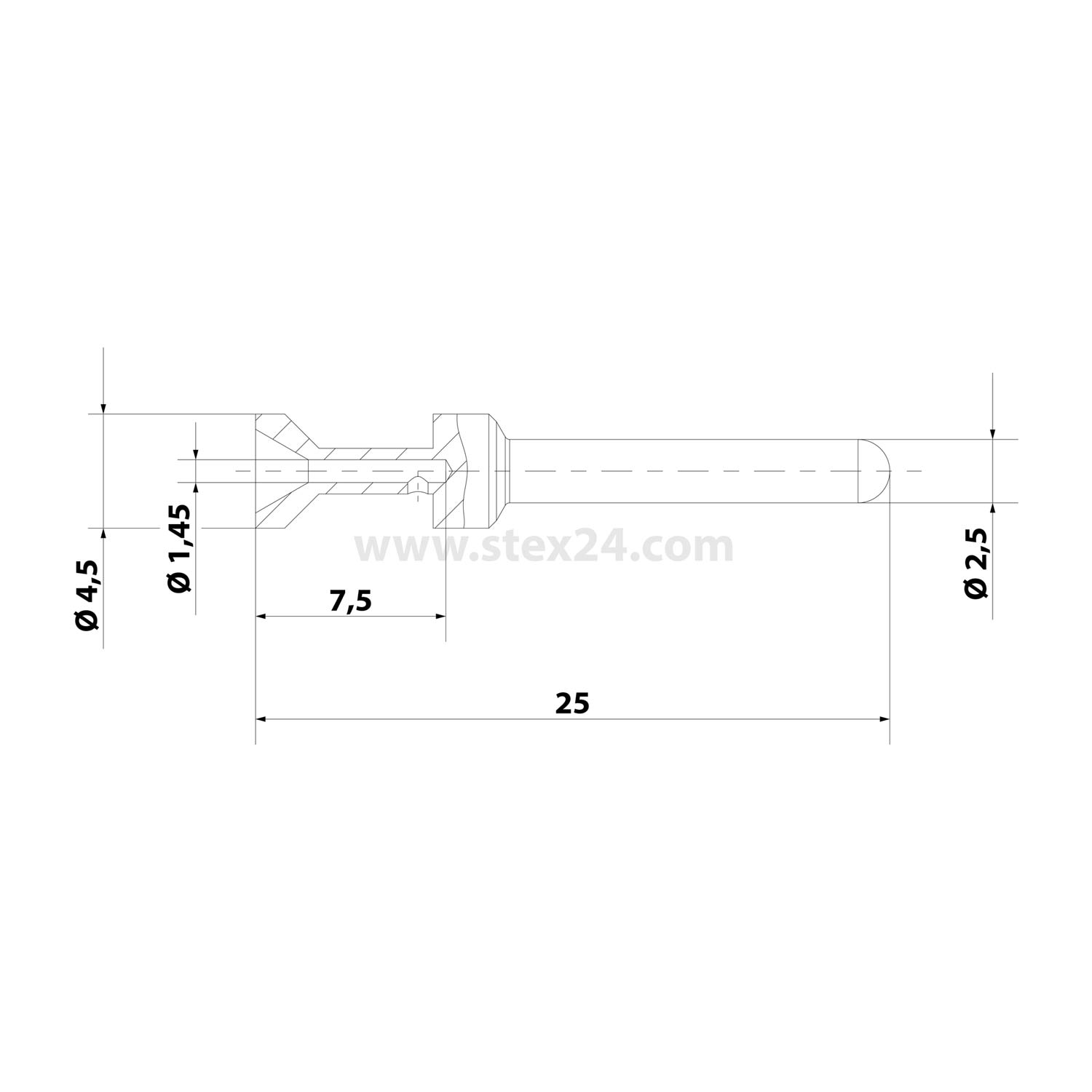 09332006118 Harting E-HMC crimp contact Contact pin (M) 1 mm² AWG18 gold, 1 unit Material Copper alloy