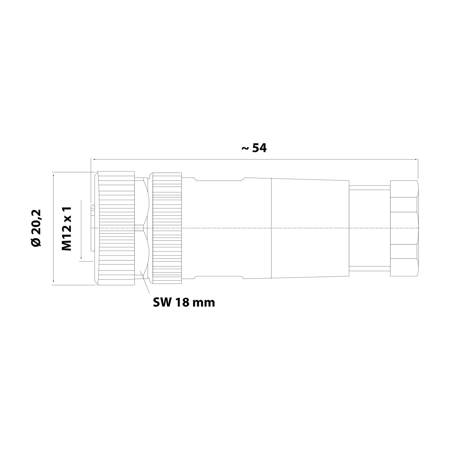 M12 Sensor connector straight Socket Screw connection, Number of poles 3-pole Cable outlet straight, Clamping range 4.0 mm - 6.0 mm