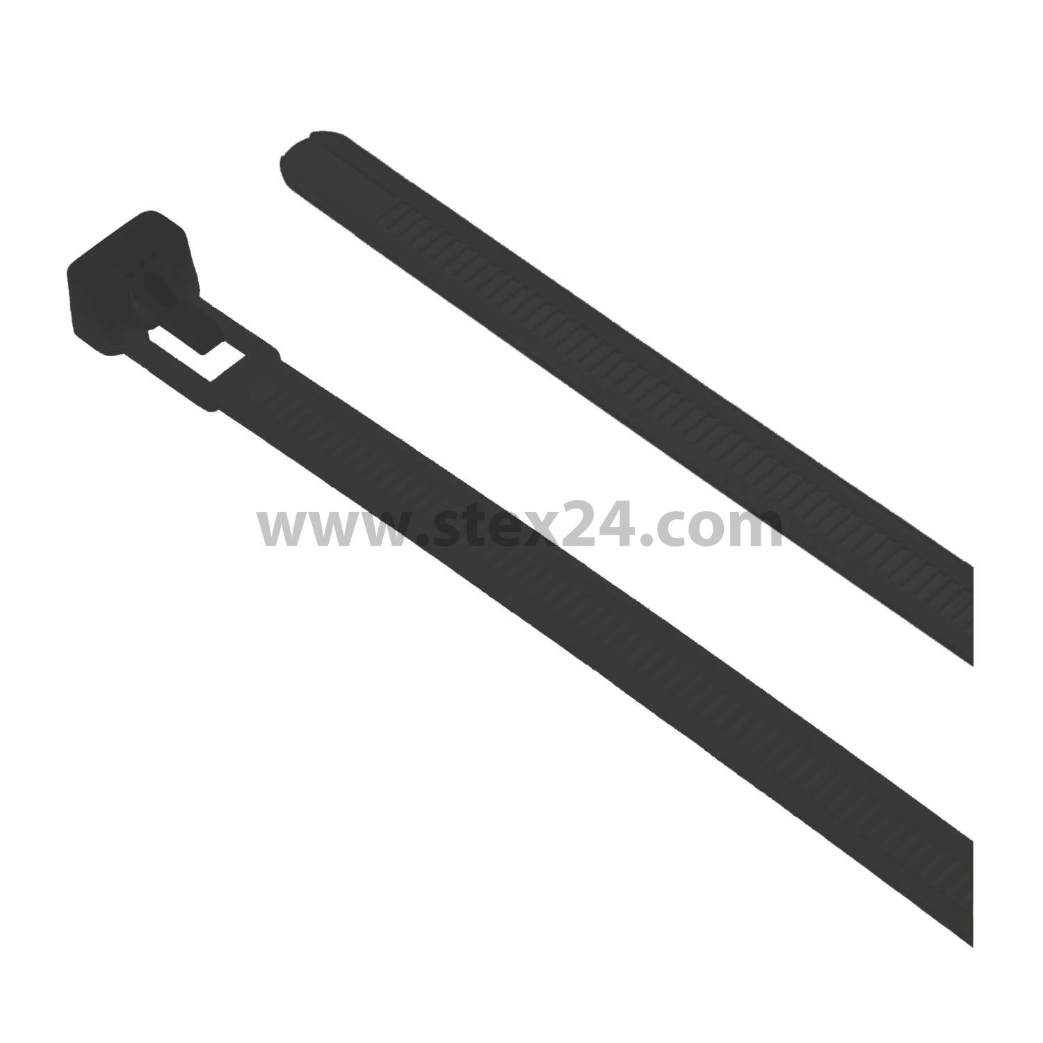 Cable ties with integrated quick-release fastener Redeemable reusable, PU 100 unit Dimensions L/W/H 370,0mm x 7,6mm, Colour black
