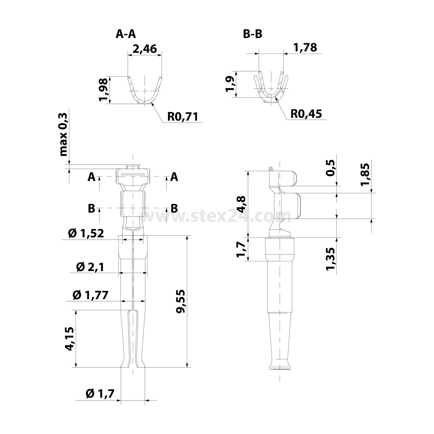 Contacts à sertir, socket, copper alloy, conductor cross-section: 0.25 to 0.52 mm², AWG 24 to AWG 20