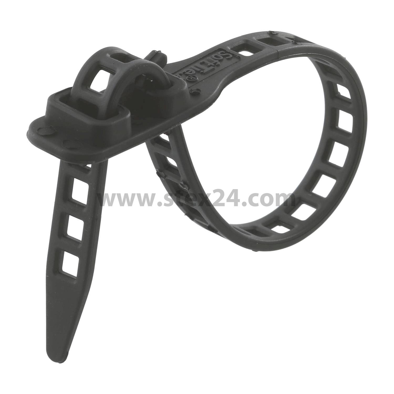 Soft cable ties, very flexible Redeemable reusable, PU 1 unit Dimensions L/W/H 260,0mm x 7.0 mm, Colour black