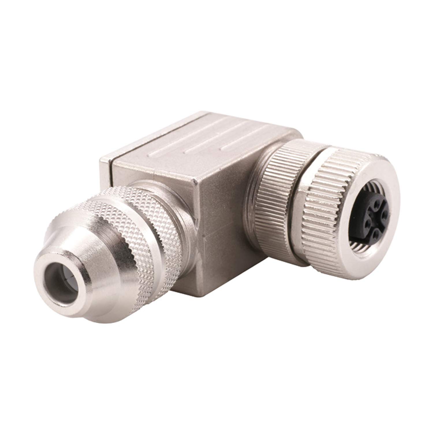 M12 Connecteurs pour capteur coudé Femelle Connexion à vis, Nombre de pôles 4-à pôles Sortie de câble sur le côté, Plage de serrage 4,0 mm - 6,0 mm