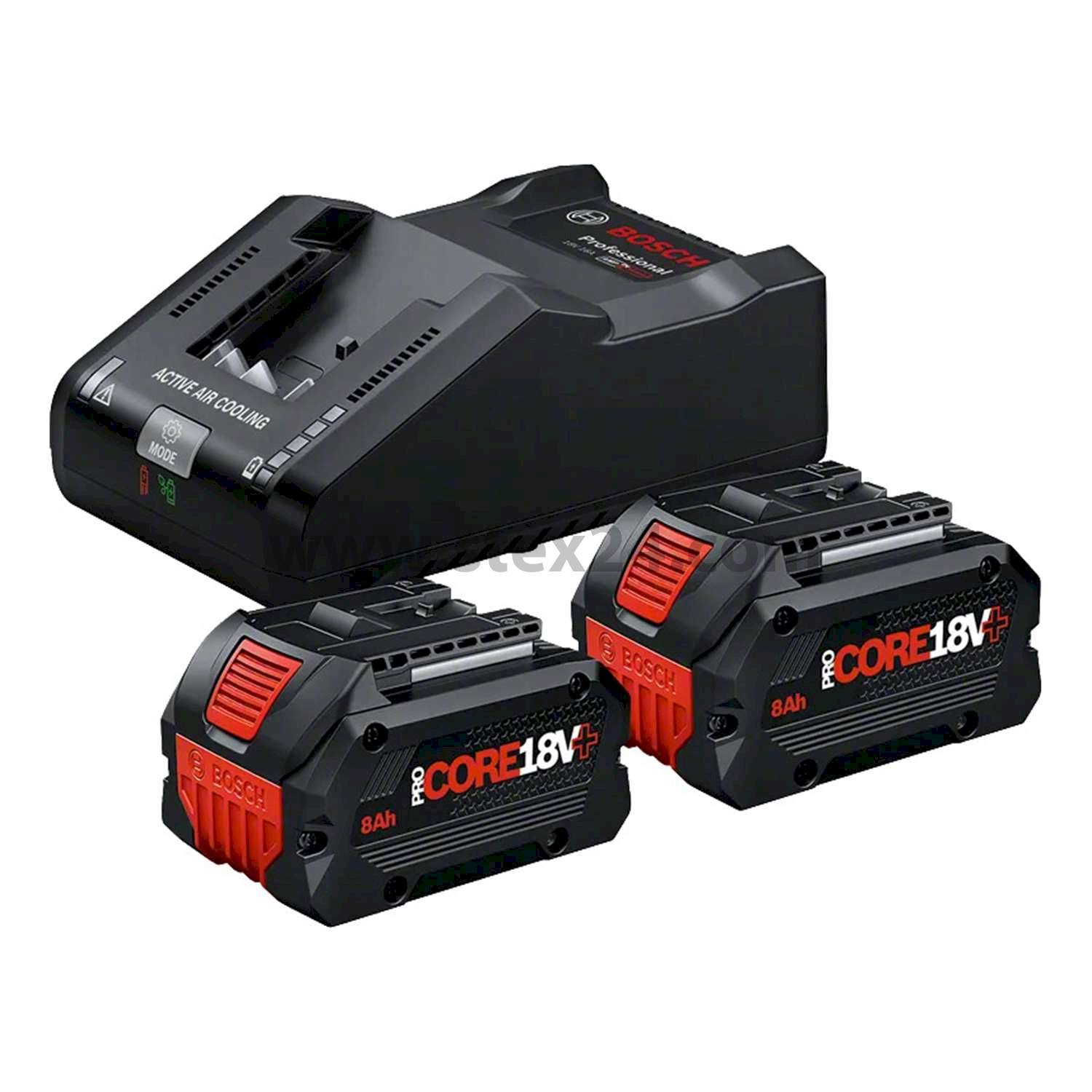 BOSCH Bosch battery charger and 2 batteries incl. ProCORE lithium-ion battery Battery voltage 18V, 8.0 Ah Battery charging voltage 14,4V to 18V