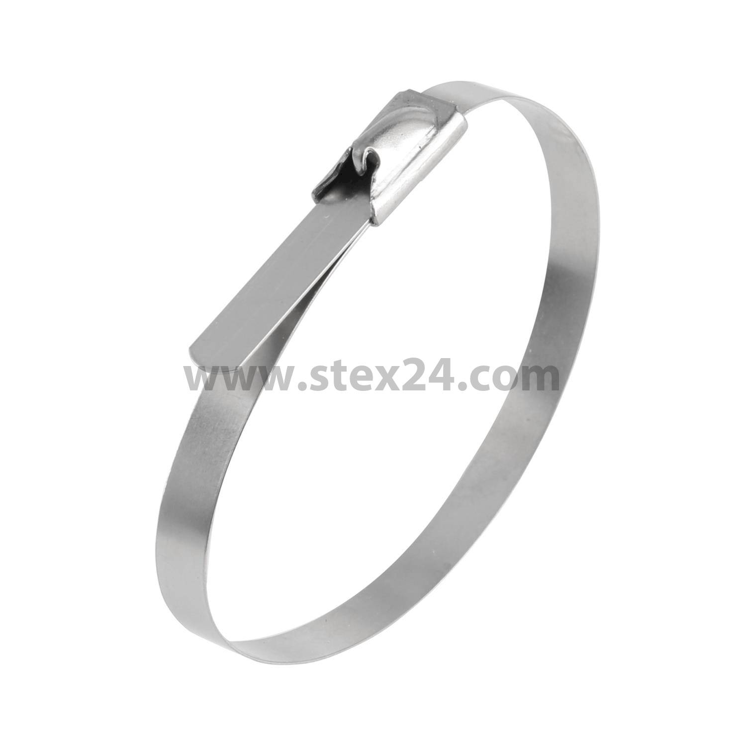 Stainless steel cable ties with stainless steel latch PU 1 unit Dimensions L/W/H 150,0mm x 4,6mm, Colour silver