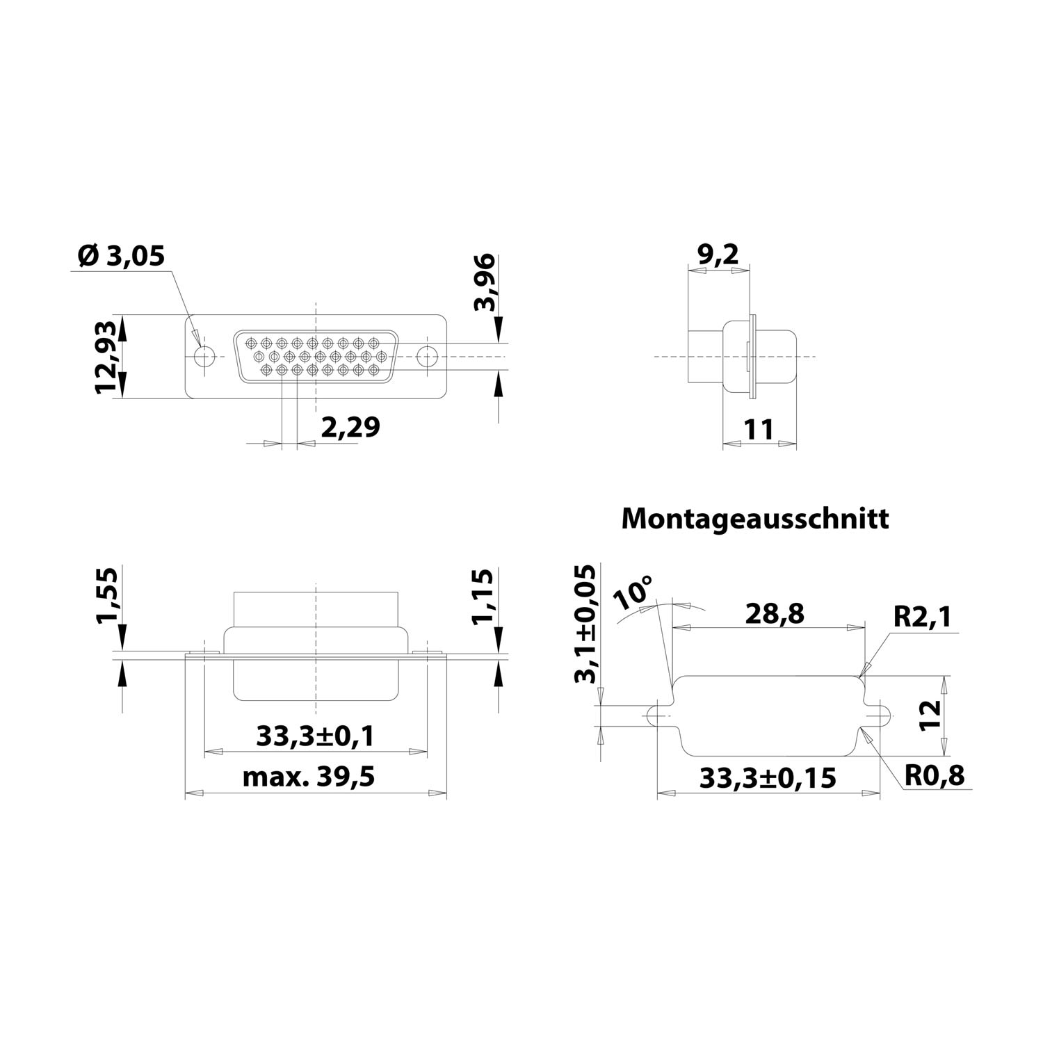 09562004701 Harting D-Sub Socket insert (F) High Density (HD) suitable for D-Sub backshell size 15 26-pole Crimp connection
