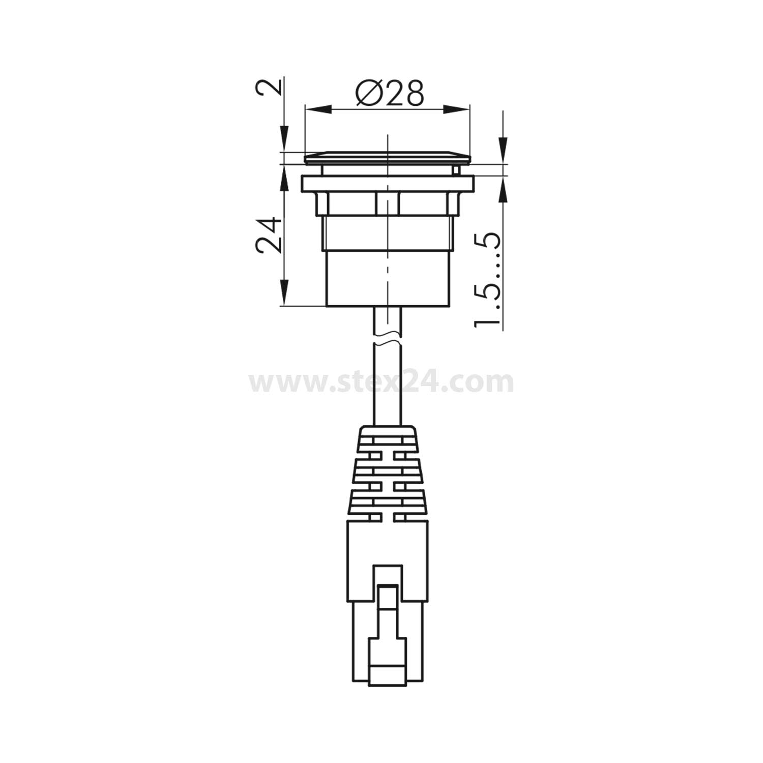 RRJ_RJ45 Georg Schlegel Prise RJ45, avec câble couleur argent twin circulaire, RONTRON-R-JUWEL femelle/câble mâle, 8-à pôlesForme de construction Page 1: Prise RJ45