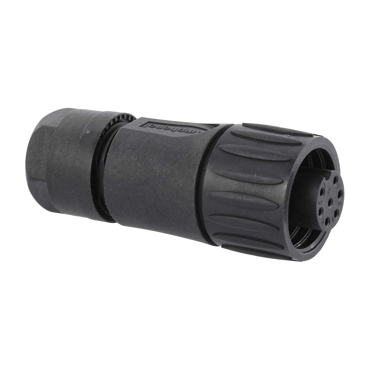 C01610D00601012 Amphenol RD24-KBG Connecteurs pour câbles, décharge de traction incluse droit Femelle Raccord à sertir, Nombre de pôles 6+PE Sortie de câble droit, Plage de serrage 6,0 mm - 10,0 mm
