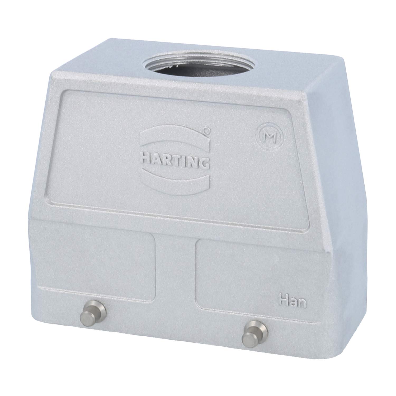 19628160427 Harting Han 16B EMV/High Temp Capot haut, 1xM32 sortie de câble droite, pour 2 étrier (sur la partie inférieure) Presse-étoupe CEM M32 Plage de serrage 11,0 mm - 21,0 mm