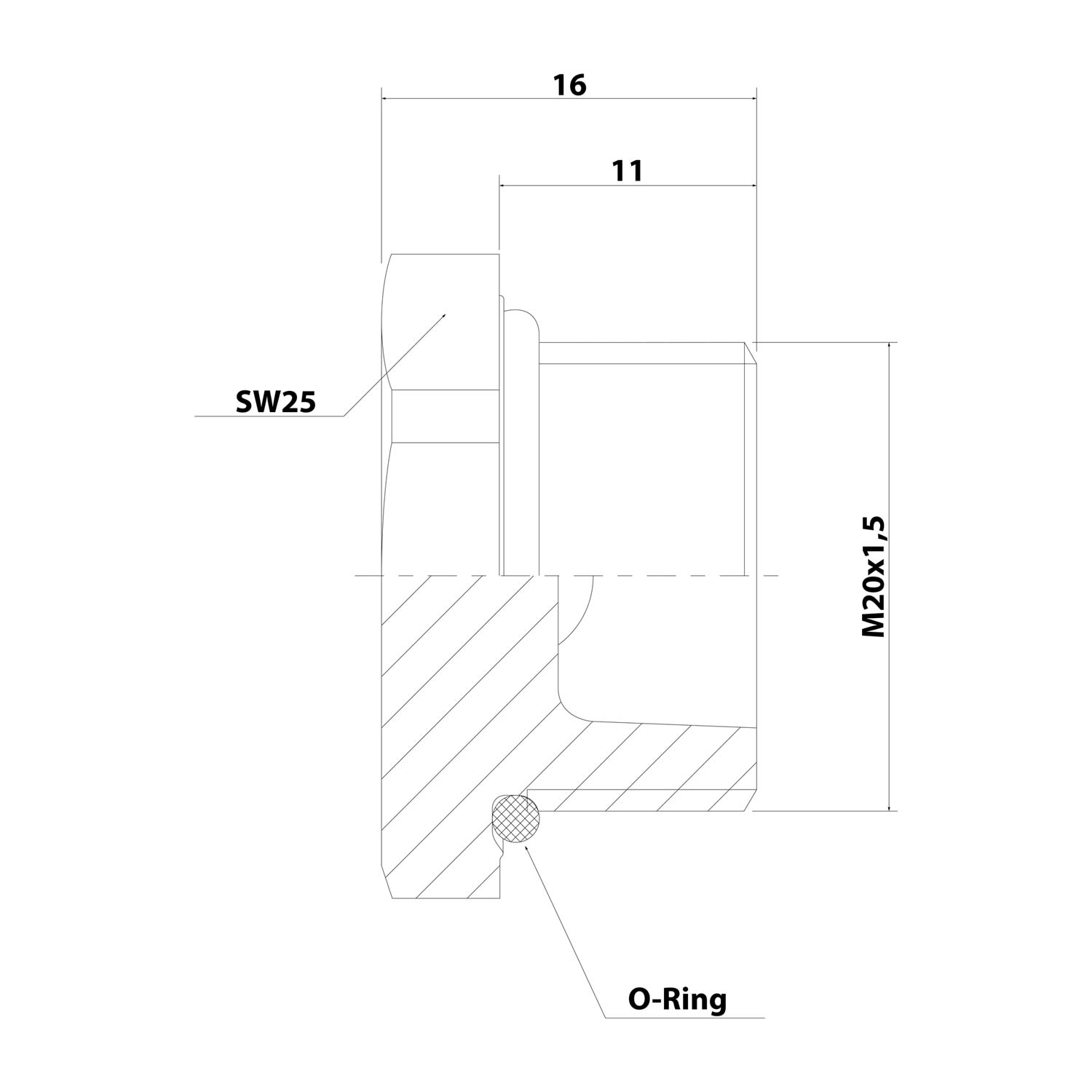 10065302 WISKA Vis de fermeture ATEX M20x1.5 KBR-M20Atex Hexagonal intérieur et extérieur Polyamide (PA) II2DExtbIIICDb/II2GExebIICGb / II 2G (1,2) II 2D (21,22)