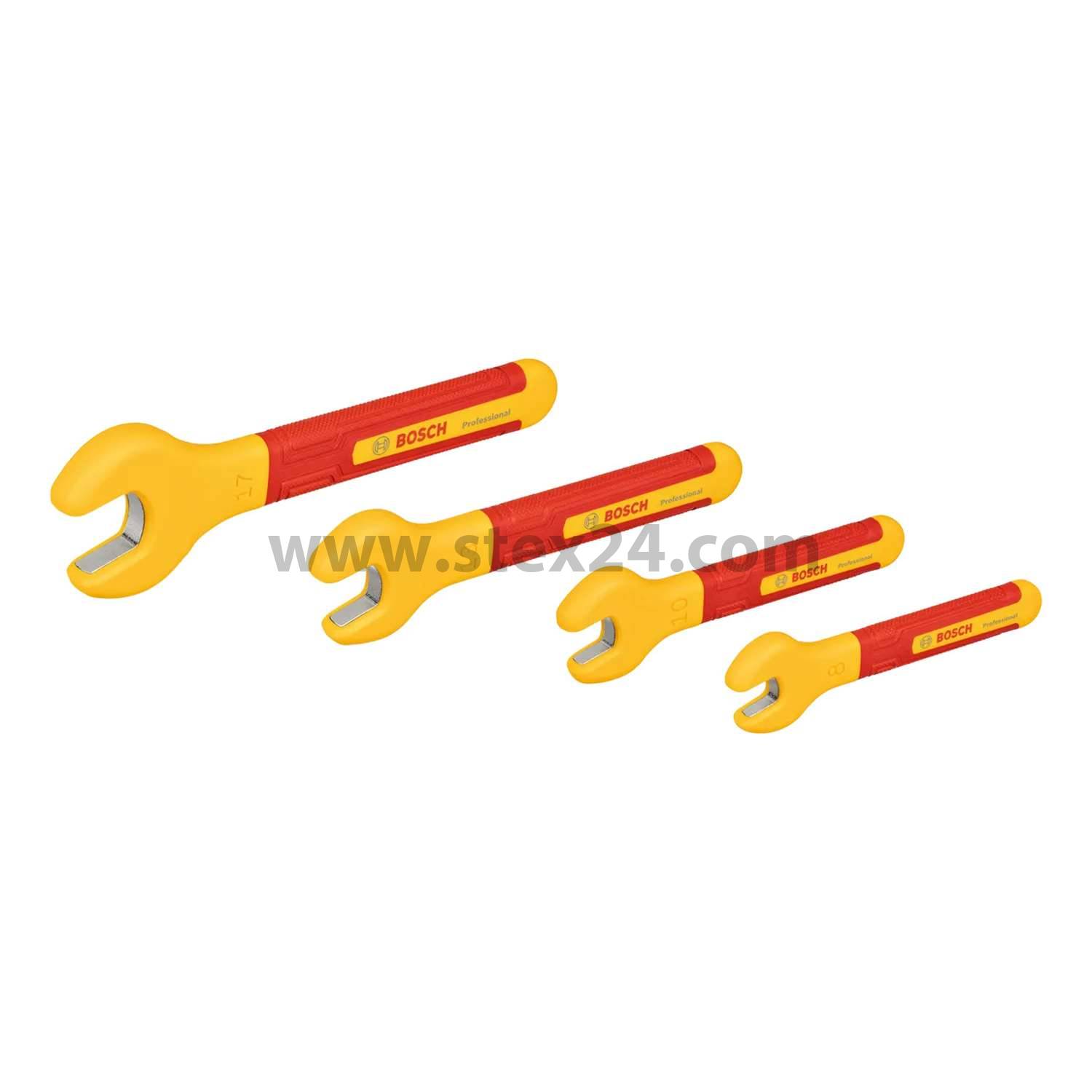 BOSCH Bosch VDE open-end spanner with soft grip SET 4 pieces Material Chrome vanadium steel (CrV) Tool holder Mouth position: 15°s, Storage method Textile bag
