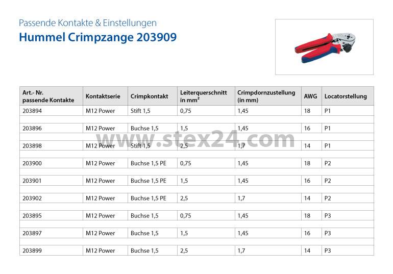A712-7010901541 Hummel M12 Power Crimp Contact Contact pin (M) 2.5 mm² gold Material Brass (CuZn)