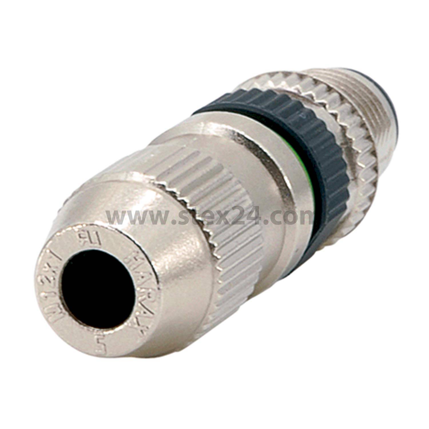21031111405 Harting M12 Sensor connector straight Pin Insulation displacement connection (IDC contacts), Number of poles 4-pole Cable outlet straight, Clamping range 2.9 mm - 5.1 mm