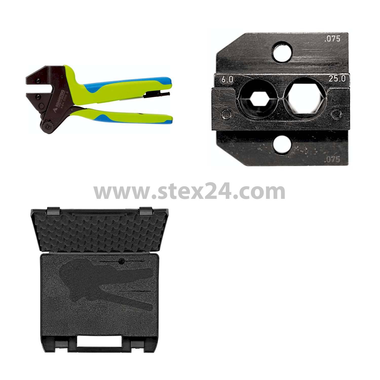 Rennsteig Werkzeuge GmbH Crimpzange PEW12 im Kunststoffkoffer für gedrehte Kontakte Querschnitt 6mm² - 25mm²