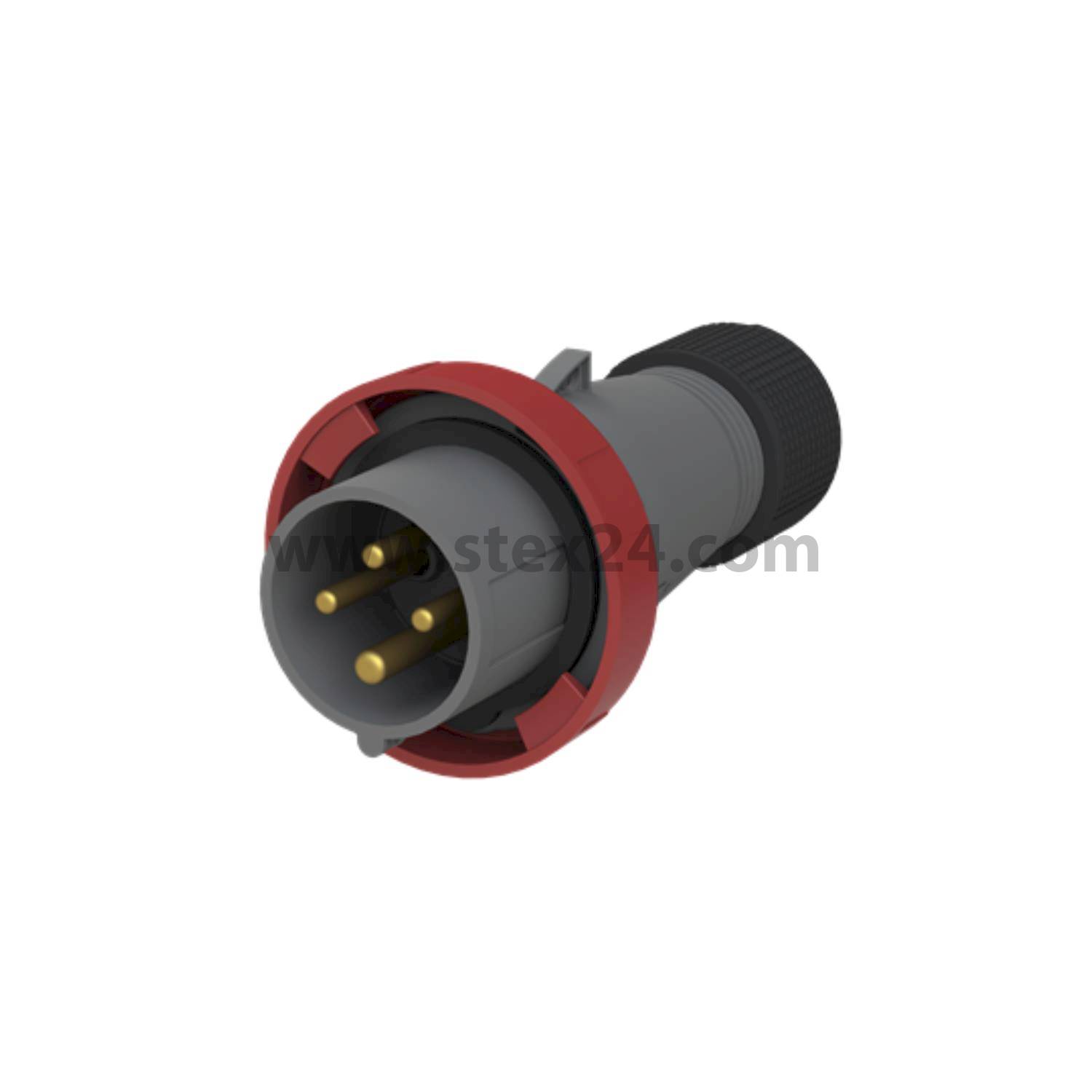 2CMA101080R1000 Amphenol 16 Ampere CEE Steckverbinder 4-polig (3P+PE) Stift, Kodierung 6h rot 380/415V Frequenz 50 und 60Hz
