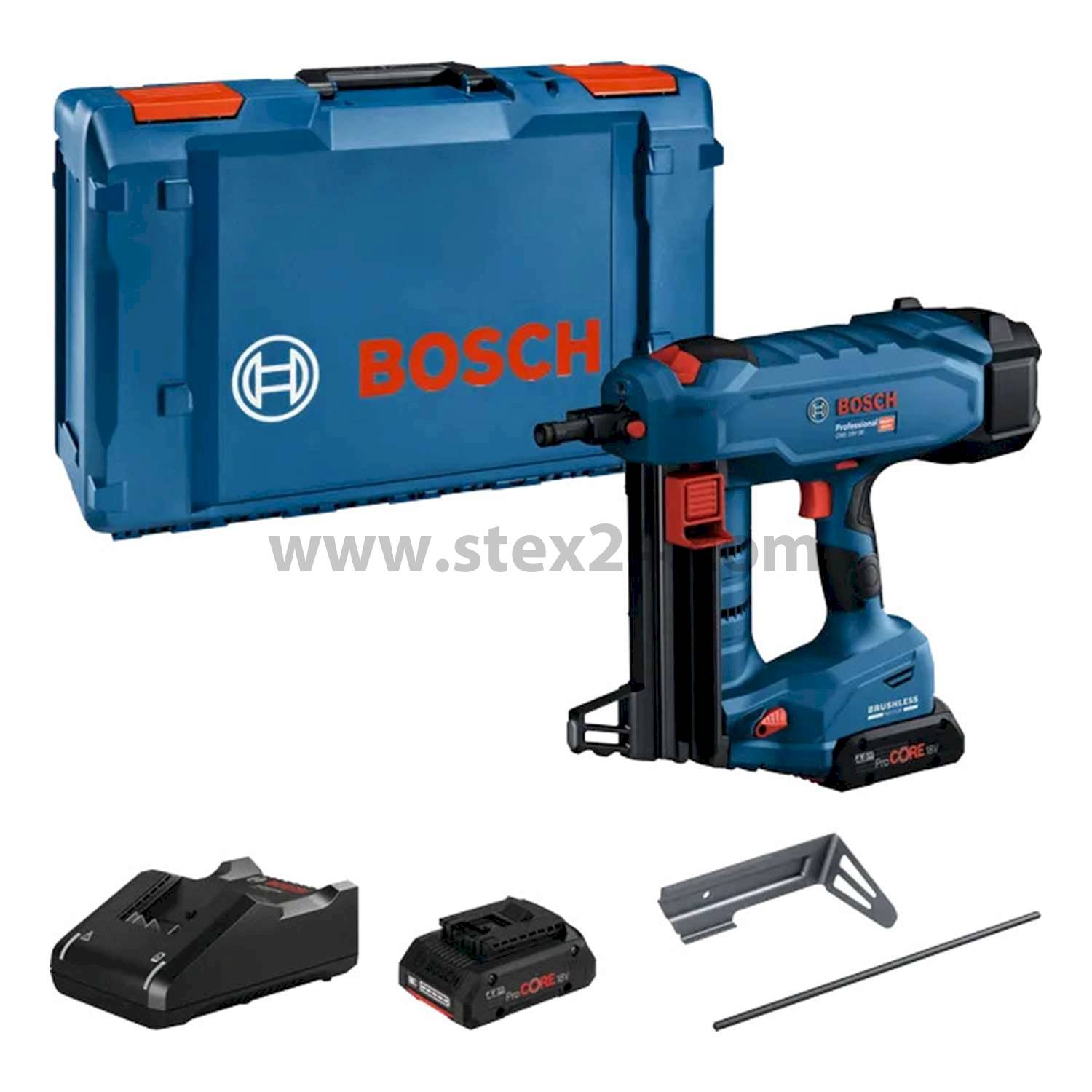 BOSCH Bosch battery-powered electric nail gun, GNB 18V-38 incl. ProCORE lithium-ion battery Battery voltage 18V, 4.0 Ah Battery charging voltage 14,4V to 18V